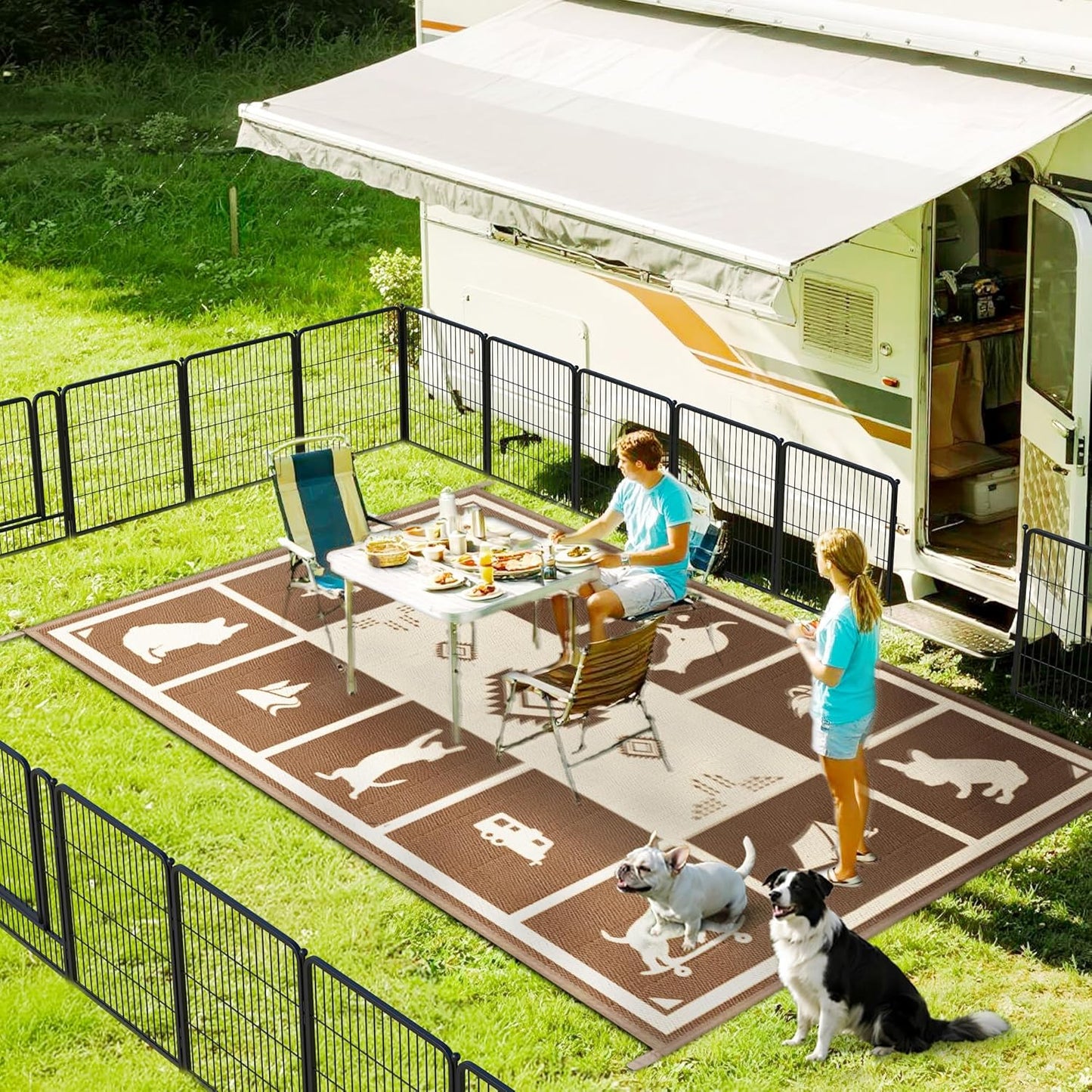 FXW Camping Rug 6ft x 9ft Large Waterproof Portable RV Mat