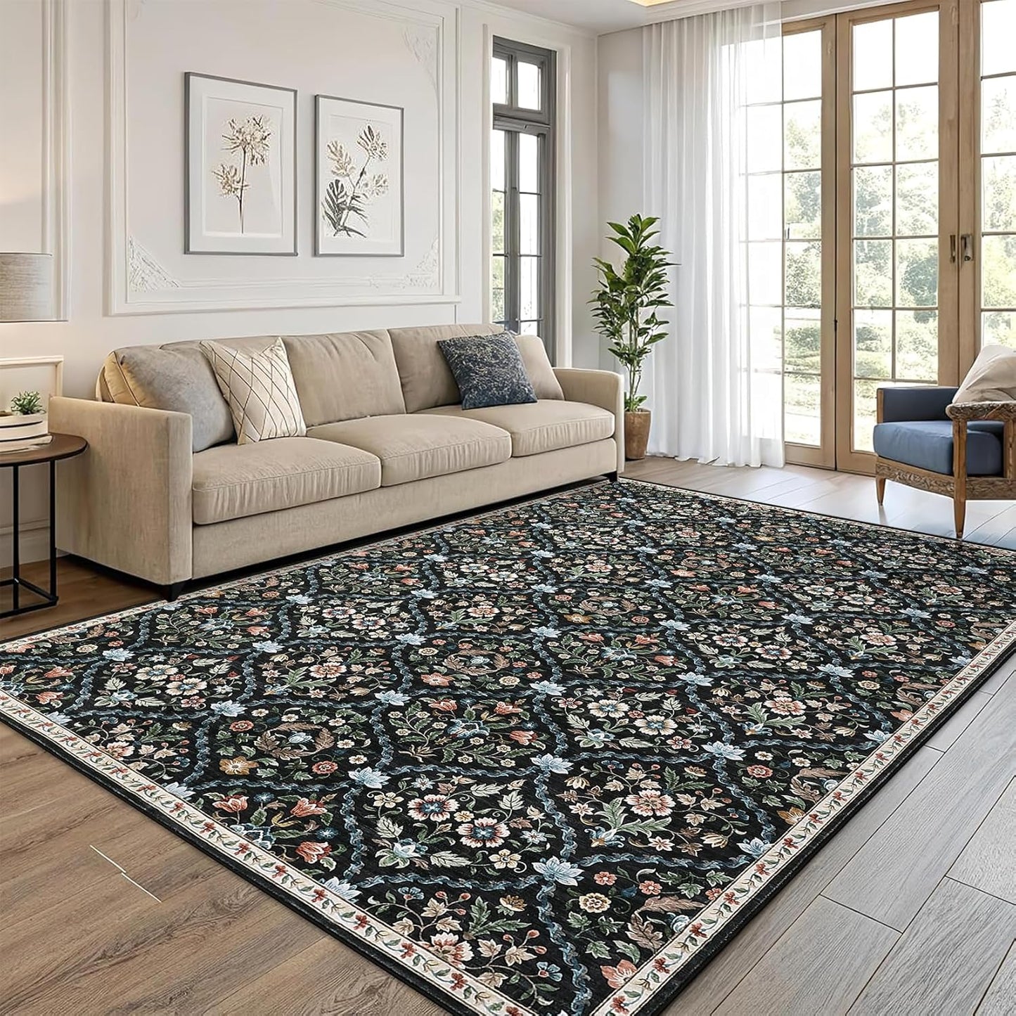 5x7 Moroccan Trellis Area Rug - Vintage Distressed Design
