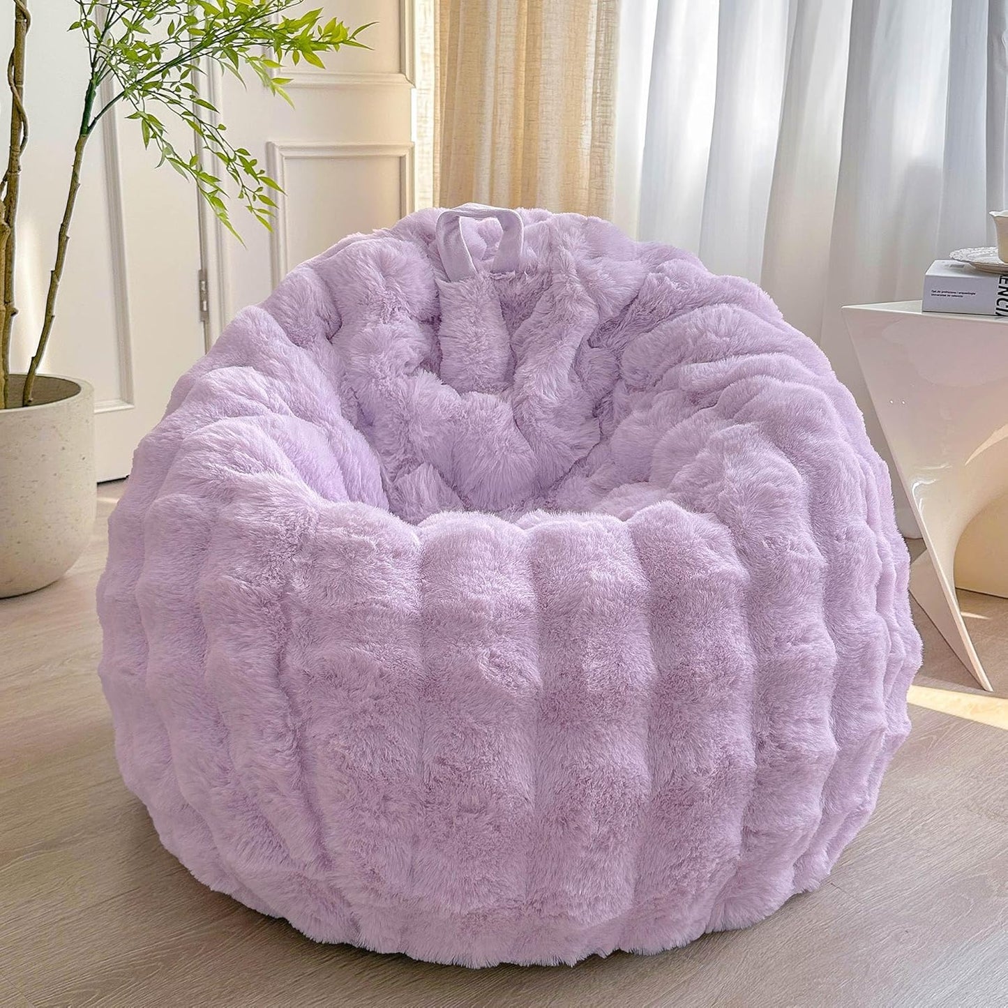 LIFEREVO Fluffy Faux Rabbit Fur Bean Bag Cover for Plush Toys