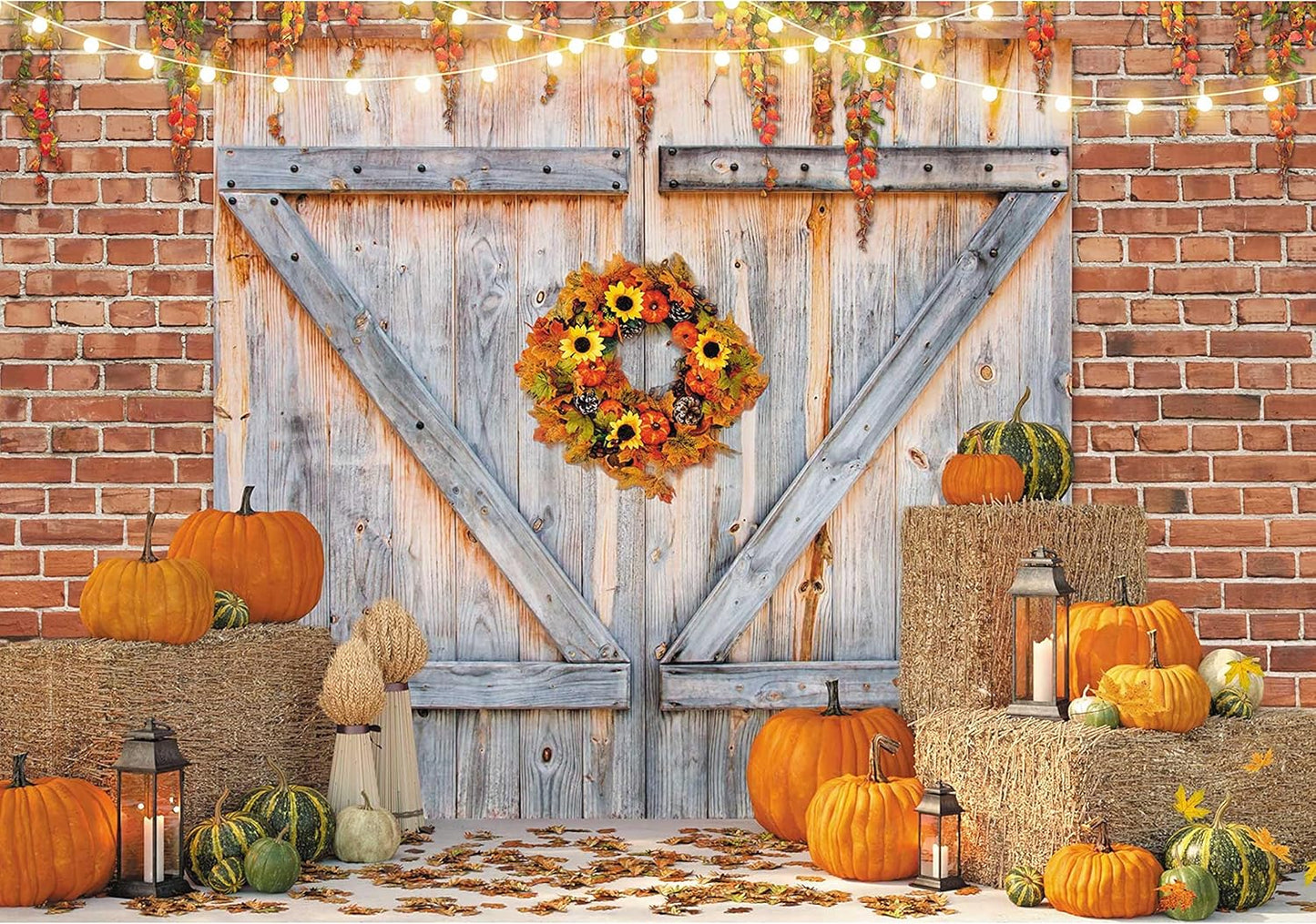 10x8ft Polyester Fall Rustic Farm Door Photography Backdrop