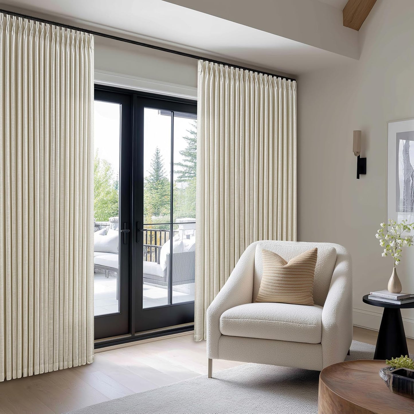 Pinch Pleated Linen Curtains 100 Inch Wide for Living Room