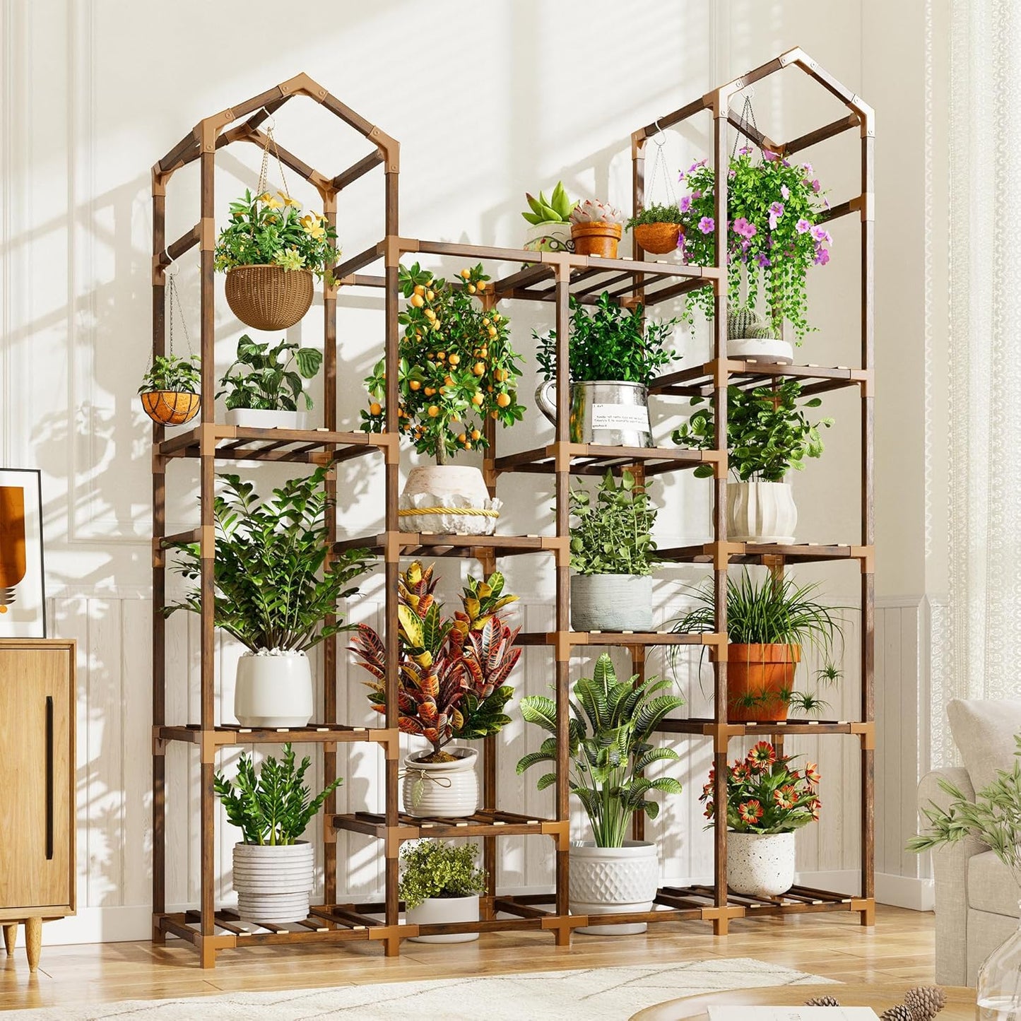 Indoor Plant Stand for 15-21 Pots - Versatile Tall Plant Shelf