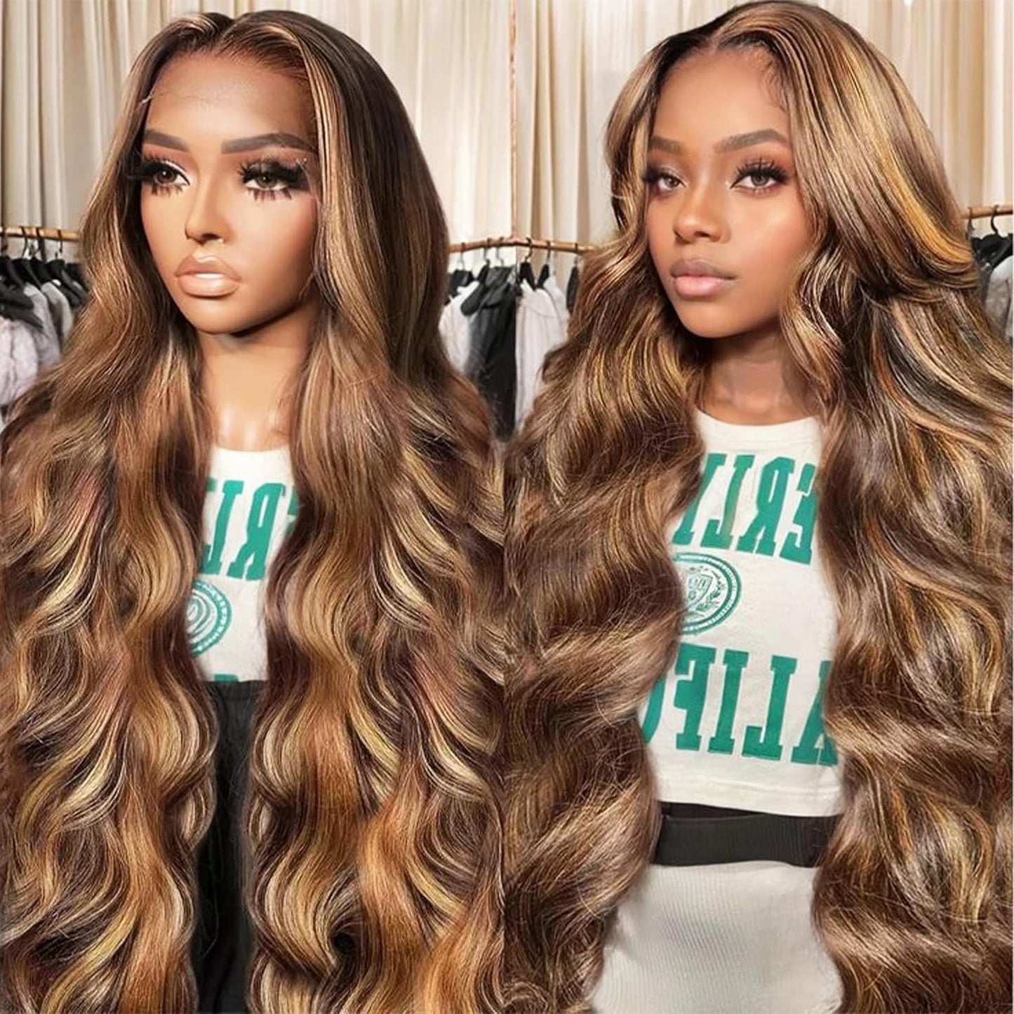 30 Inch Highlight Ombre Lace Front Wig Human Hair for Women