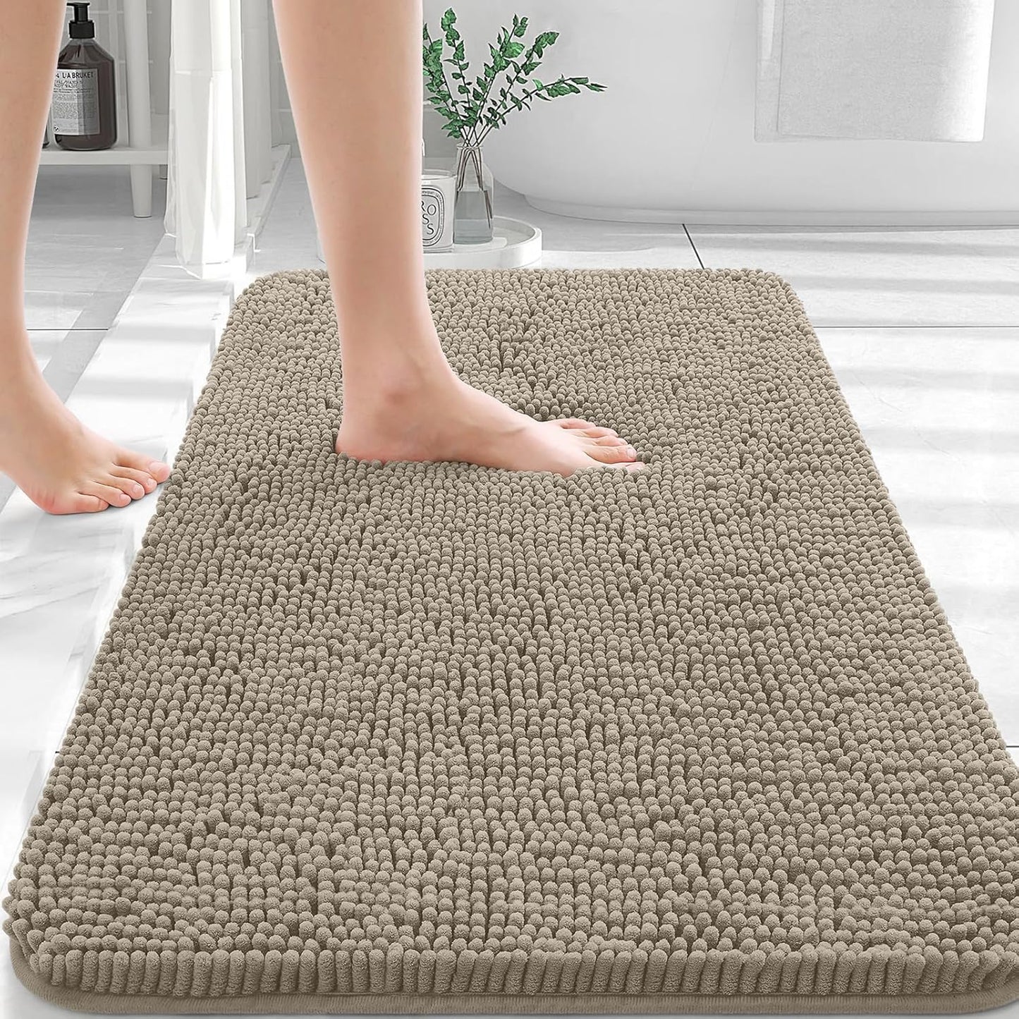 OLANLY Extra Soft Chenille Bath Rugs for Cozy Bathroom Floors