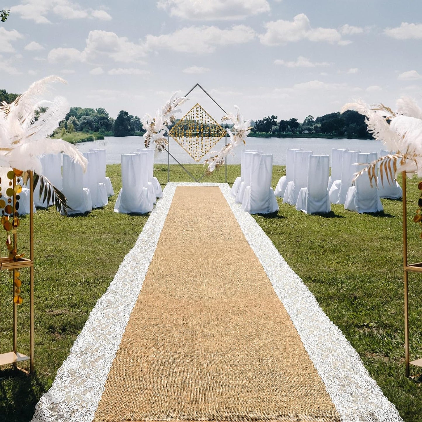Natural Burlap Wedding Runner Aisle Outdoor for Rustic Charm