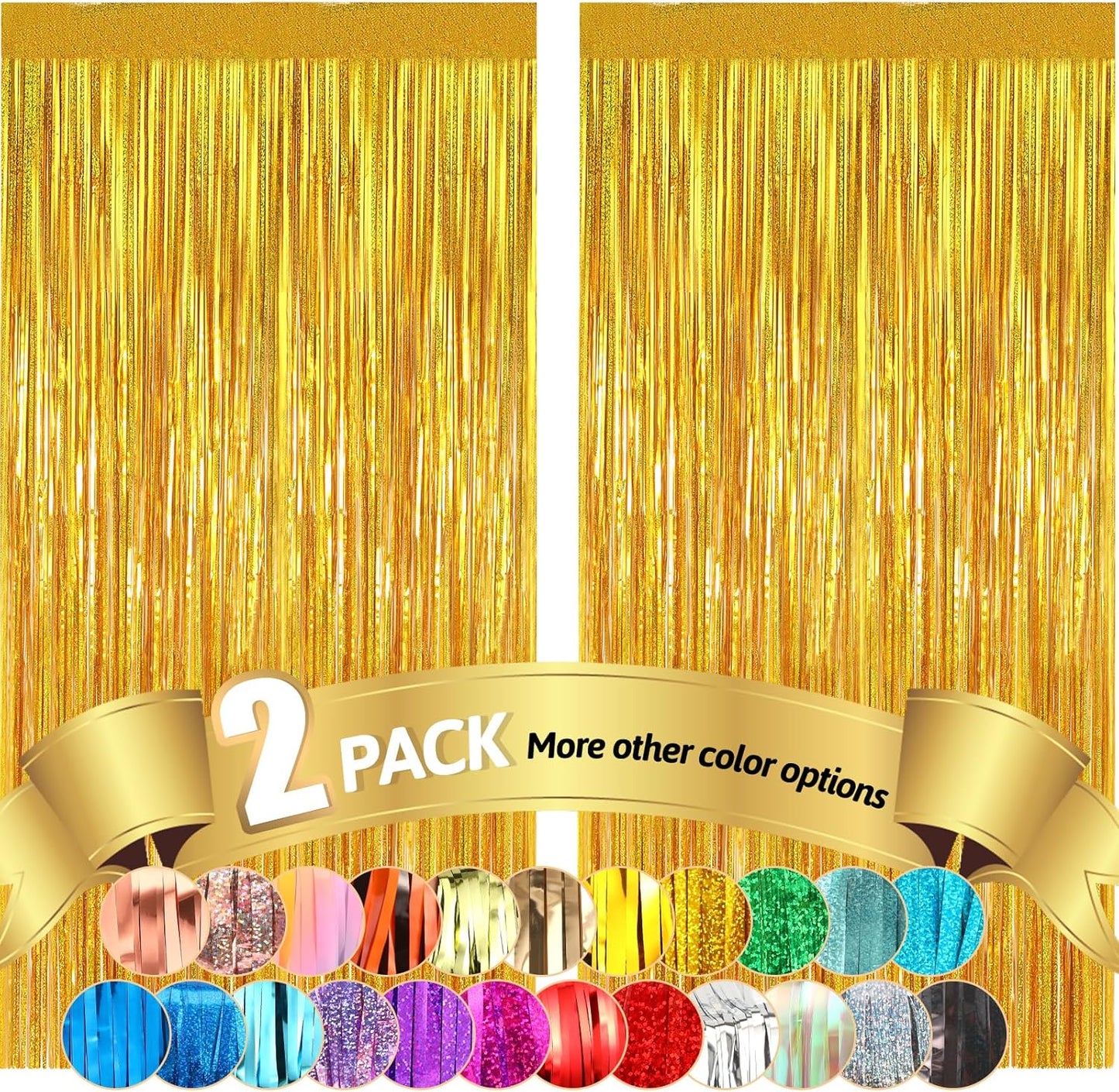 Sparkling Gold Party Streamers 3.3x8.3Ft 2Pk