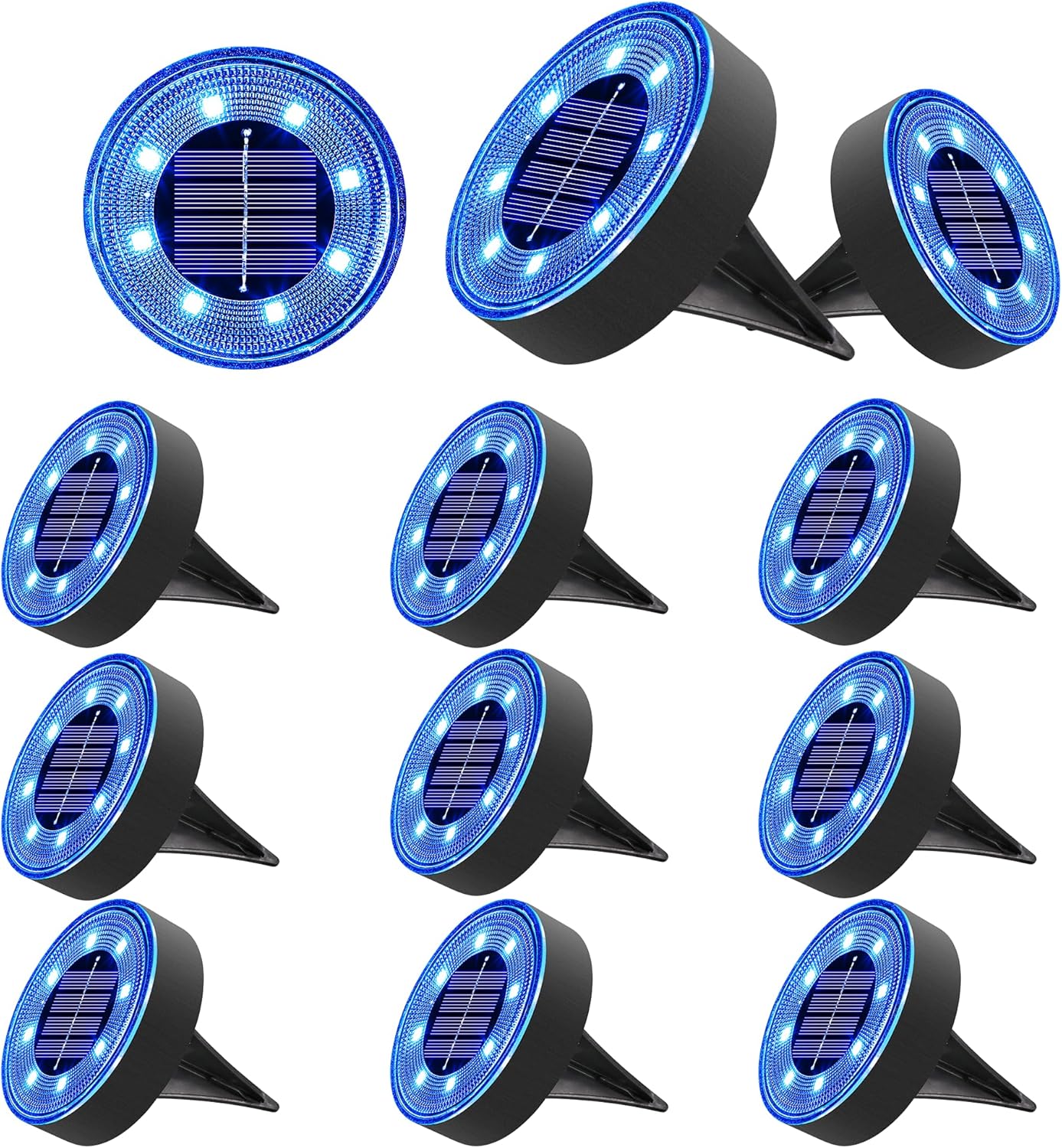 Joomer Solar Ground Lights - 12 Pack 8 LED Waterproof Disc Lights