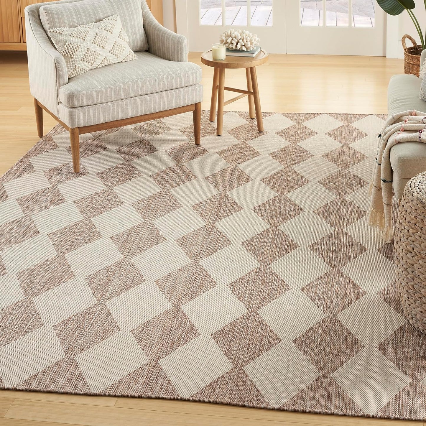 Nourison Home Positano Indoor/Outdoor Beige Area Rug 5ft x 7ft