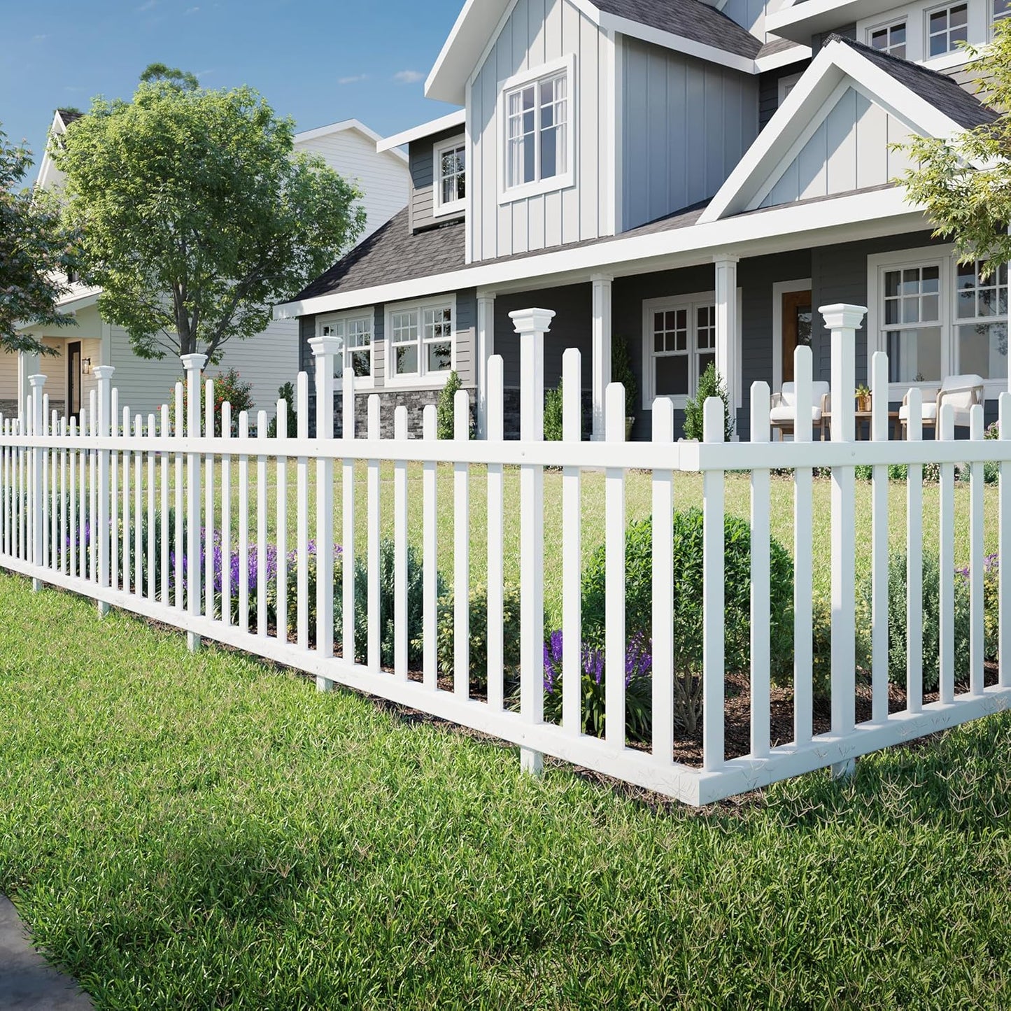 No Dig Zippity Madison Fence Panel Kit for Yard and Garden