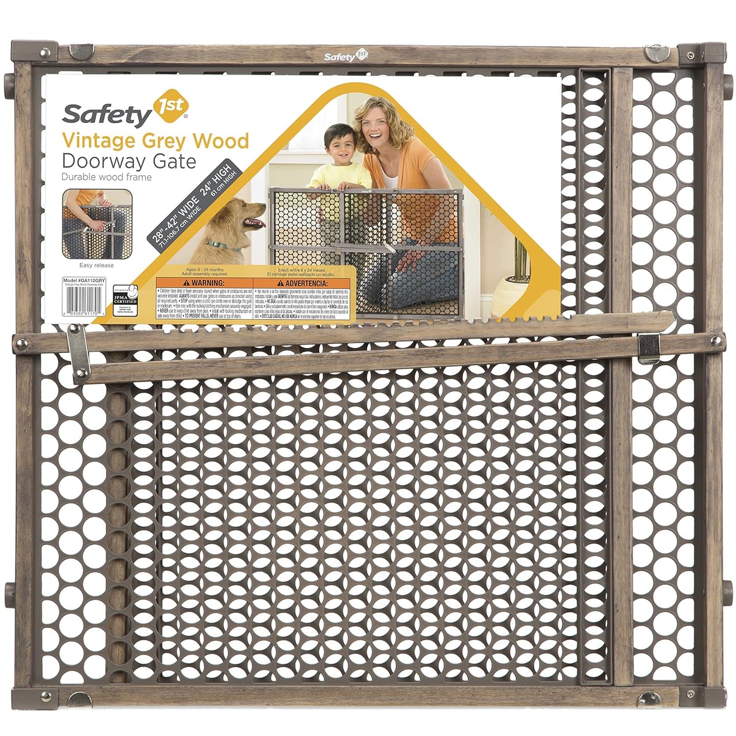 Safety 1st Pressure Mount Vintage Wood Baby Gate - Secure in Style