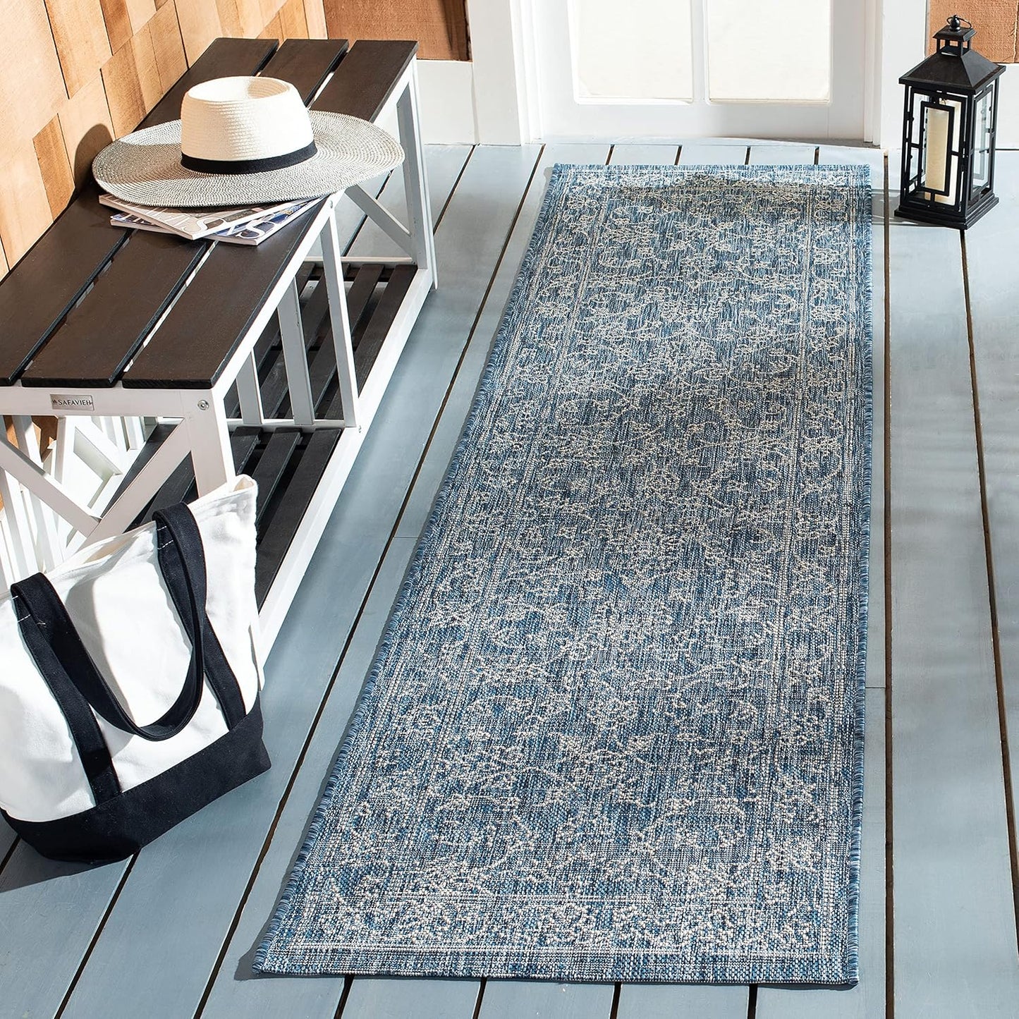 SAFAVIEH Courtyard Collection Waterproof Indoor Outdoor Runner Mat