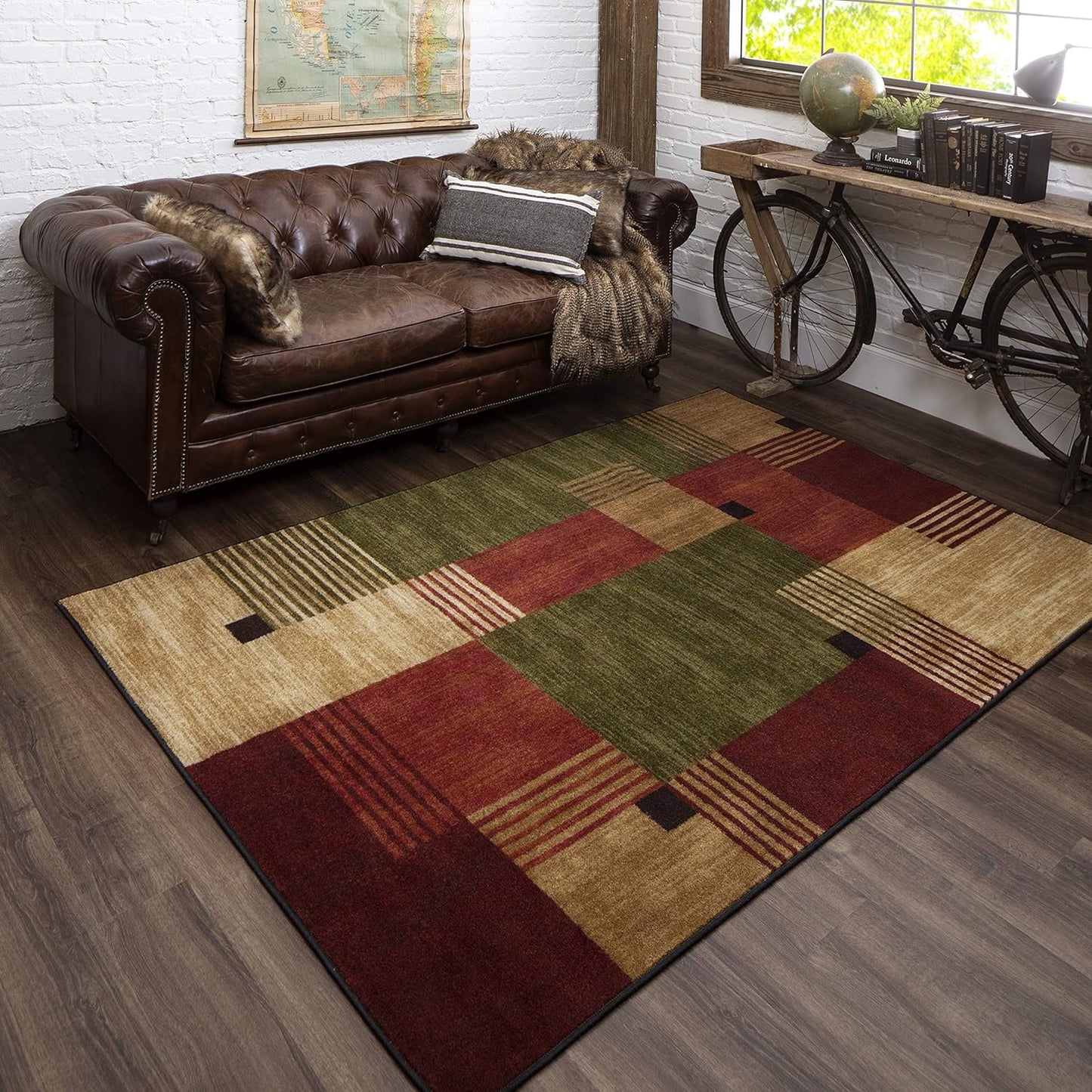 Red Geometric Area Rug - Stylish Statement Piece