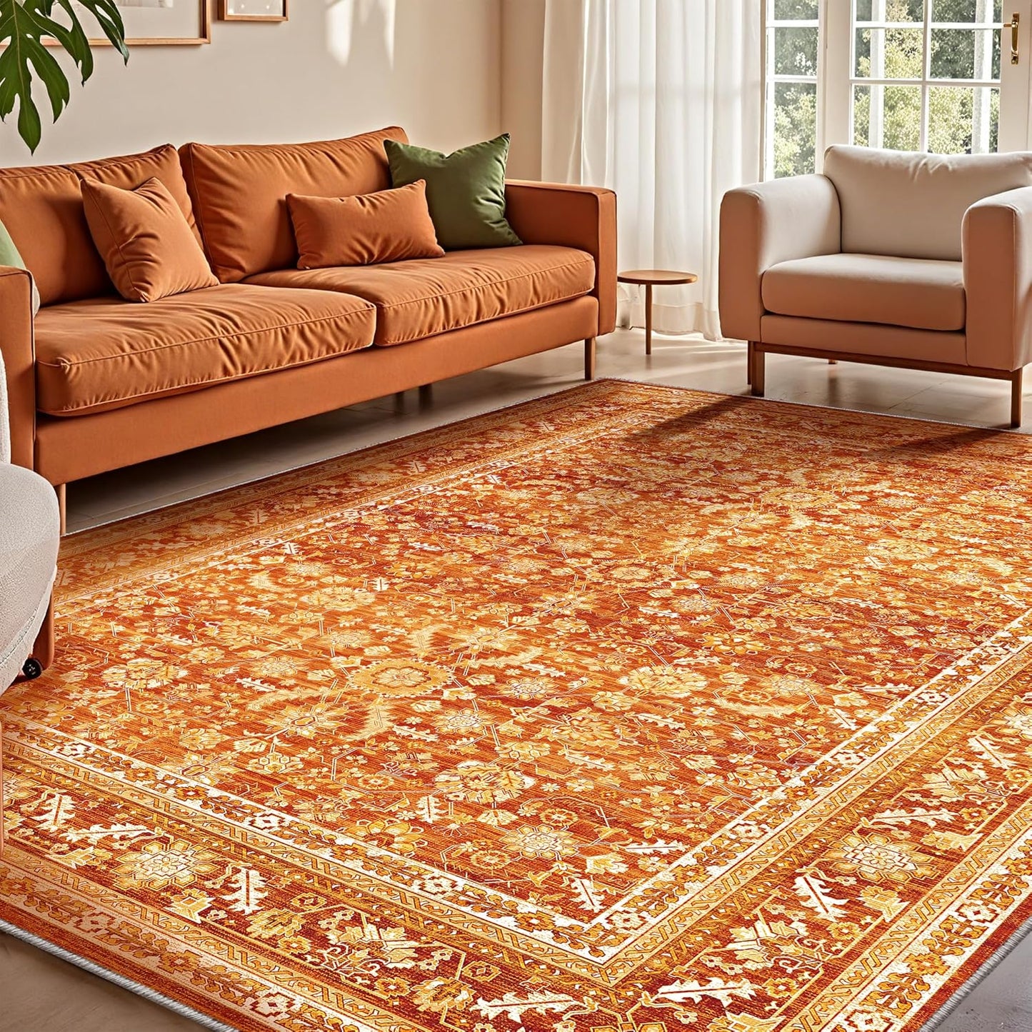 OPPODREAM Vintage Orange Area Rugs 5x7 for Any Room