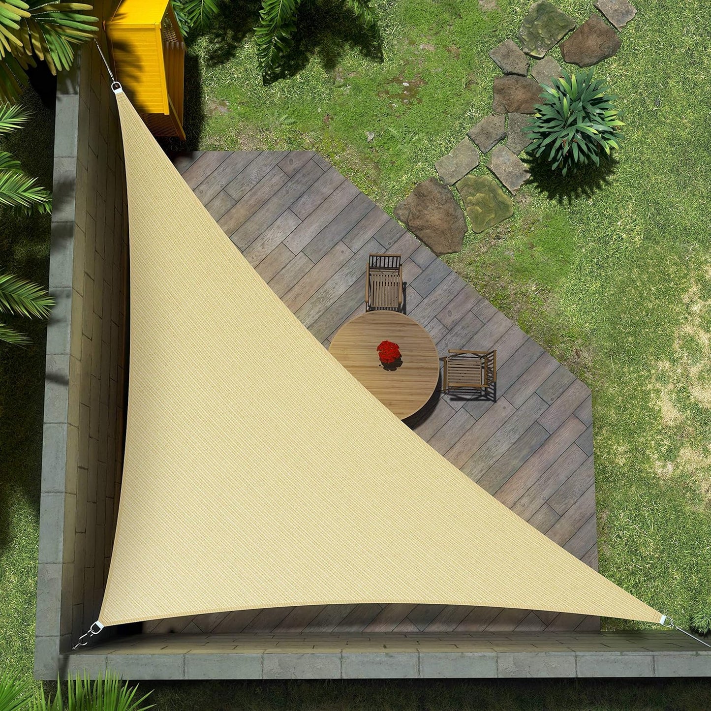 Custom Size 17ft x 18ft x 24.8ft Beige Right Triangle Shade Sail