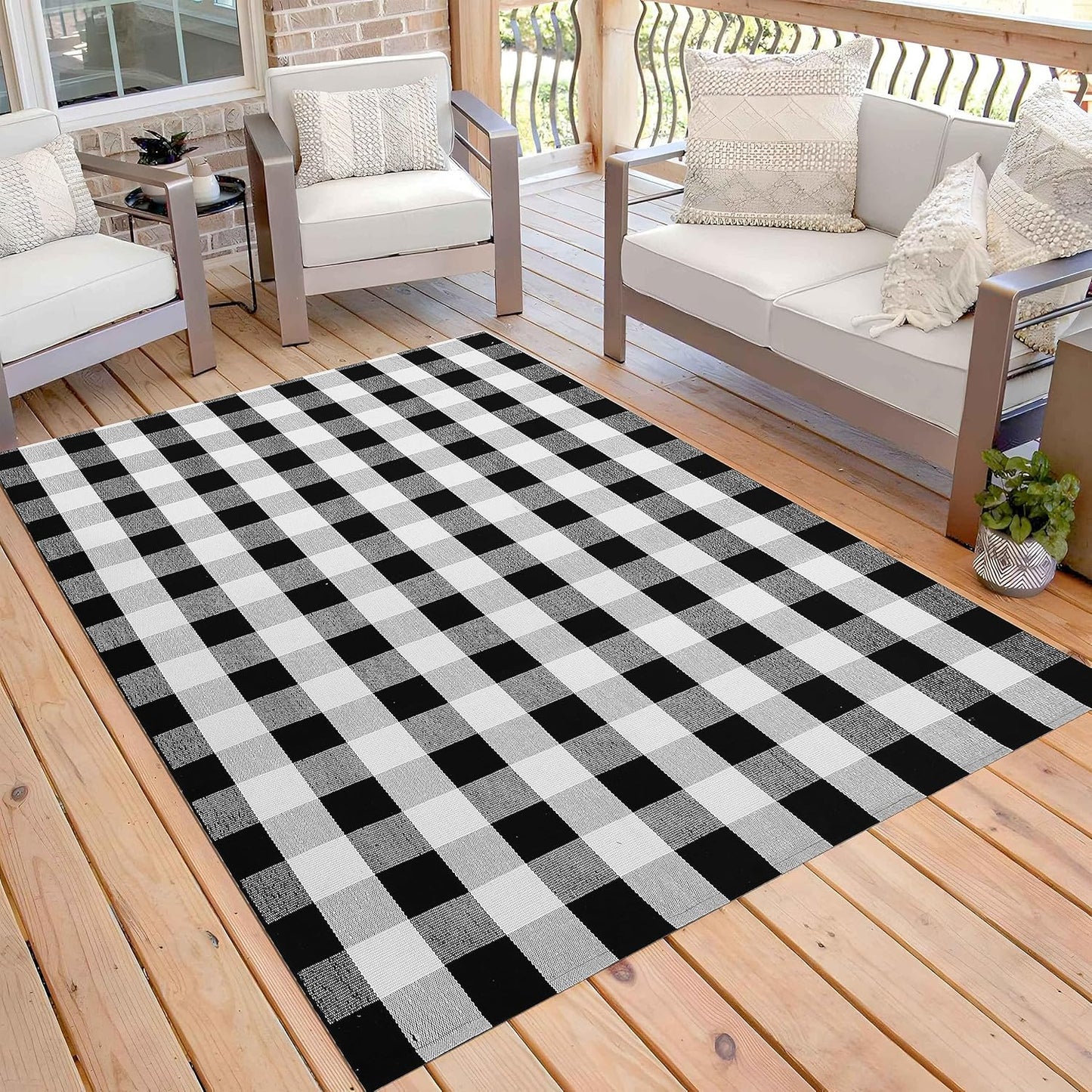 KOZYFLY Buffalo Plaid Area Rug 5 x 7 Ft for Living Room