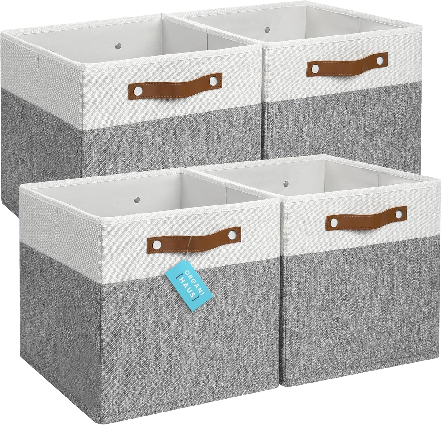 OrganiHaus 12x12 Fabric Storage Bins - Stylish Cube Organizers