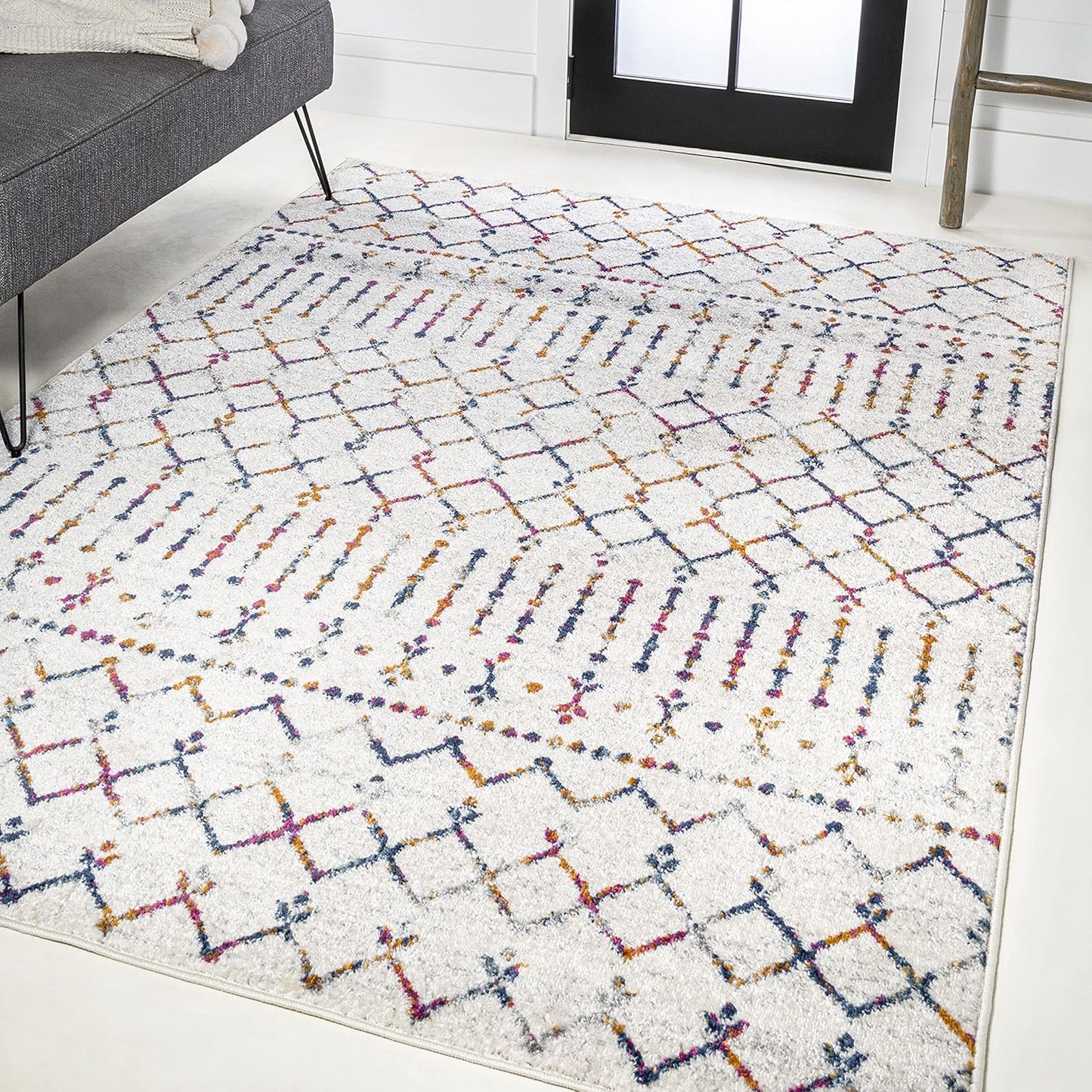 Boho Vintage Diamond Cream/Multi Indoor Area Rug for Home