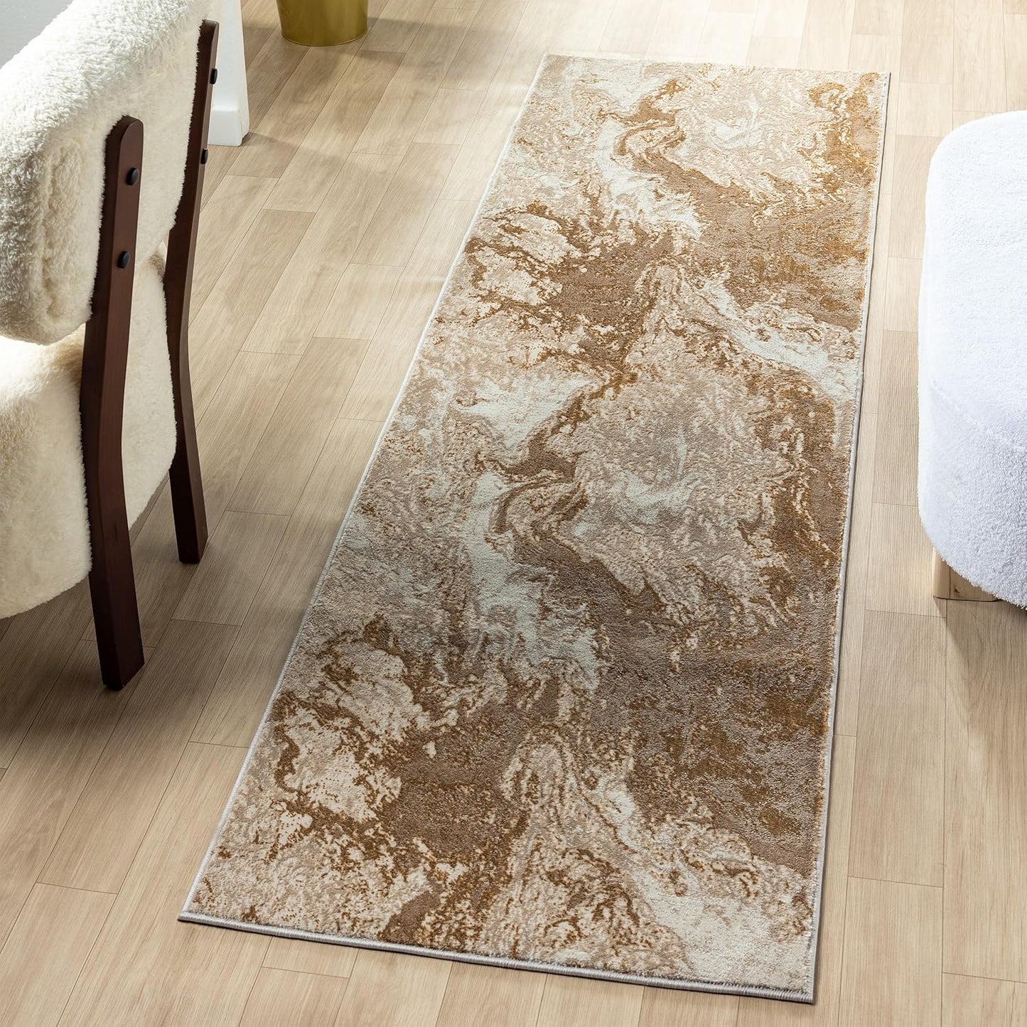 LUXE WEAVERS Marble Swirl Abstract Area Rug, Beige 2x7 Review