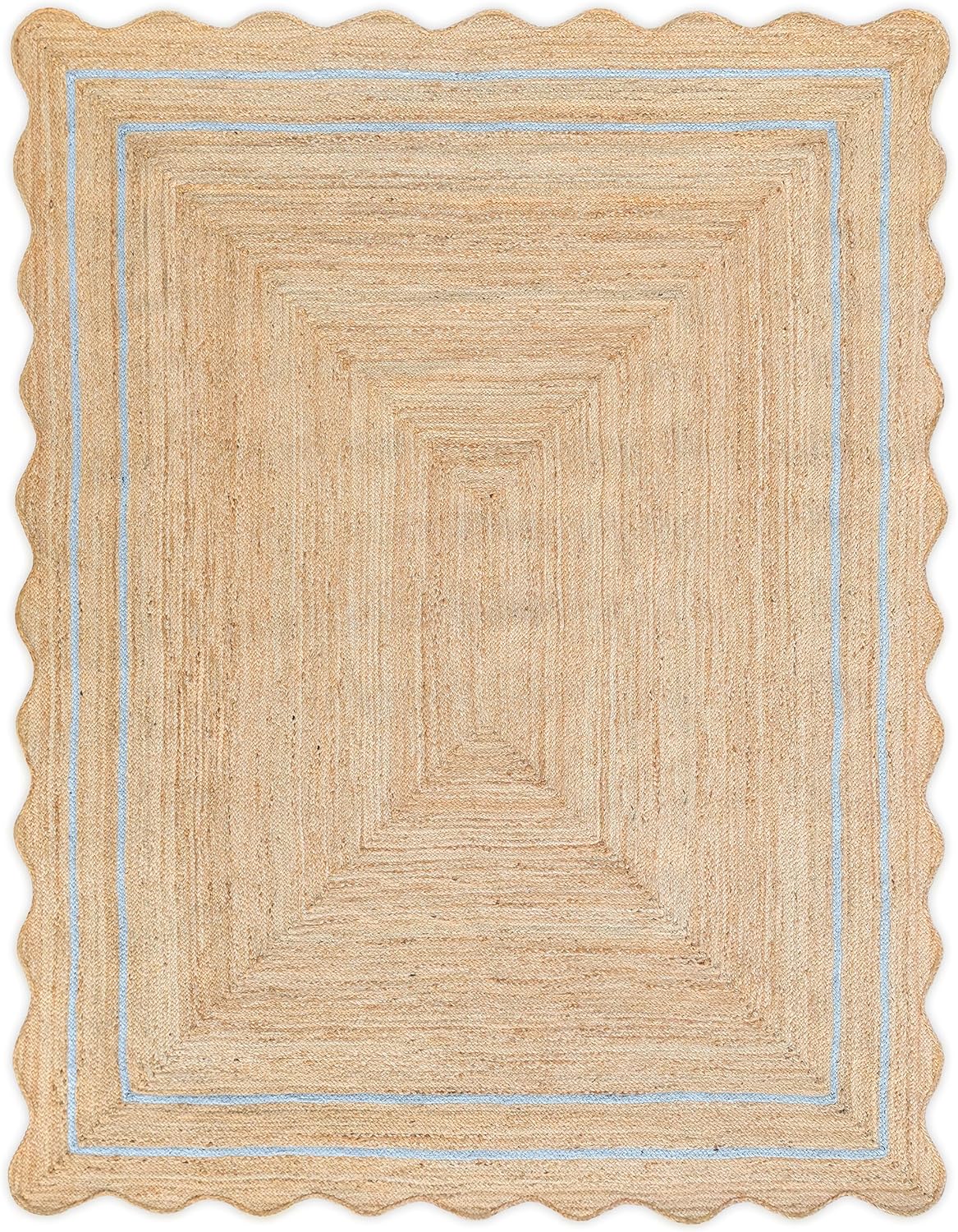 Wave Scalloped Natural Jute Runner - Boho Entryway Rug