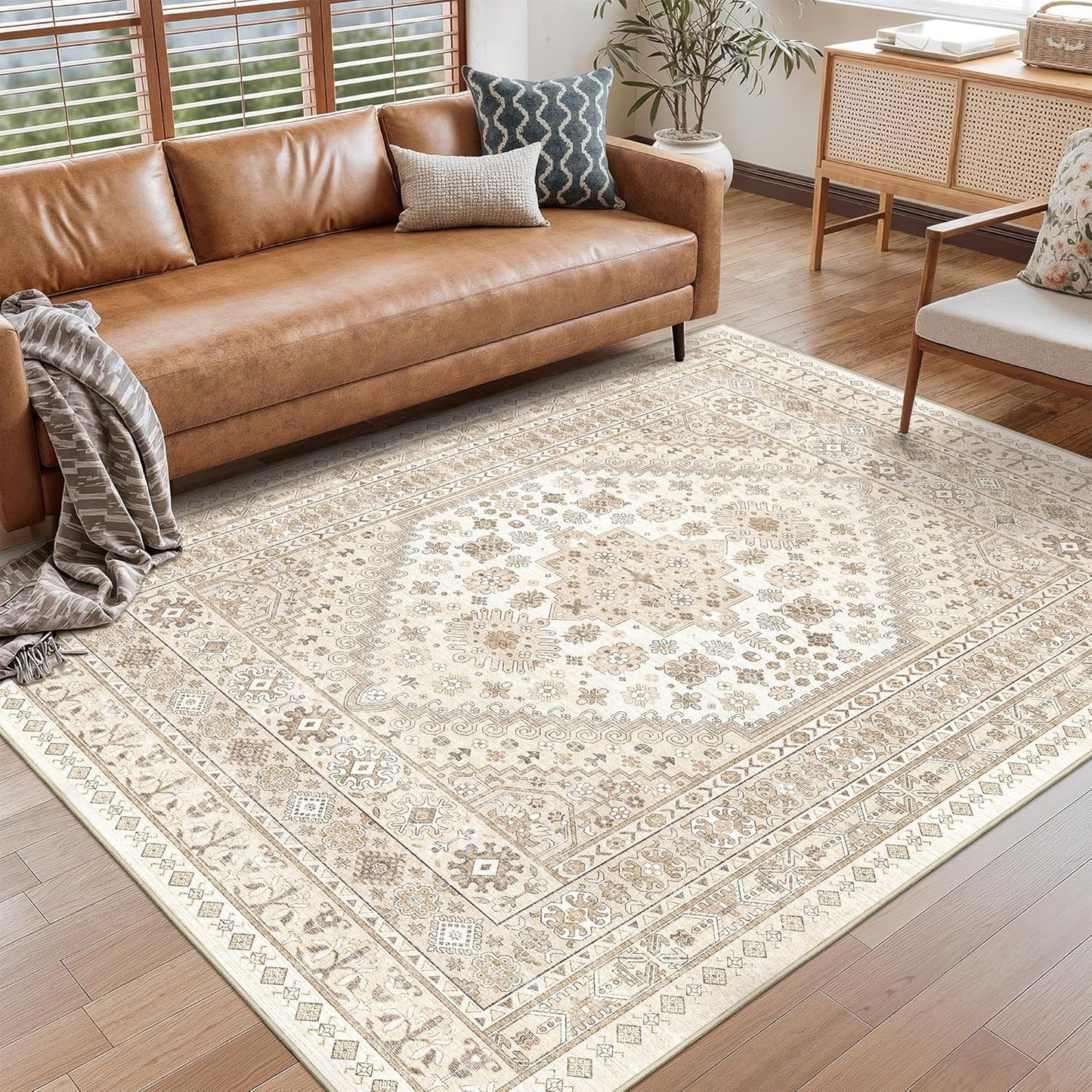 Ultra-Thin Washable Area Rugs 5x7 for Living Room Decor