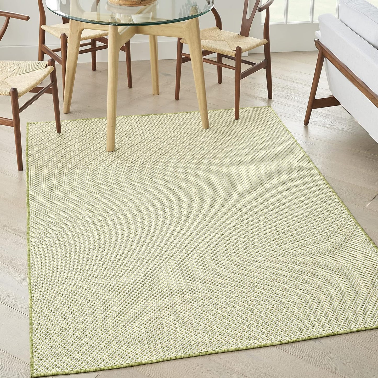 Nourison Courtyard Indoor/Outdoor Area Rug in Ivory Green 6ft x 9ft