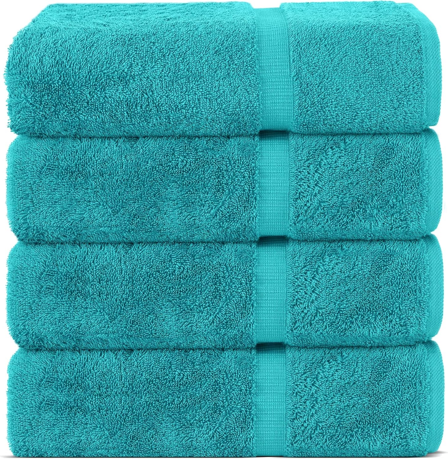 Chakir Turkish Linens Premium Cotton Bath Towels Set of 4 Aqua