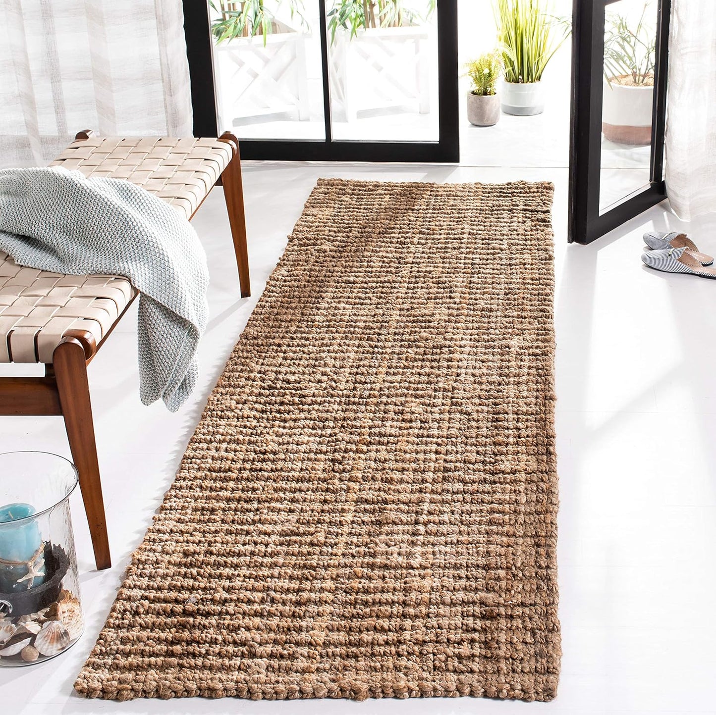 Handmade Jute Runner Rug - Natural Brown, Farmhouse Style