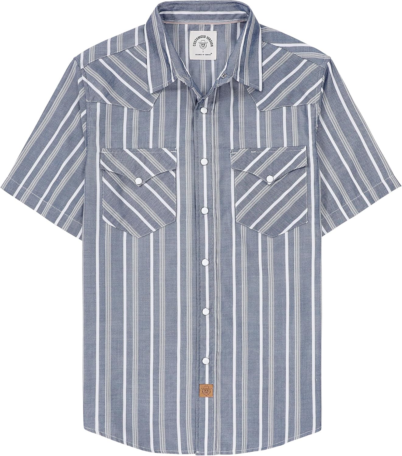 Dubinik Mens Short Sleeve Western Cowboy Plaid Snap Shirts