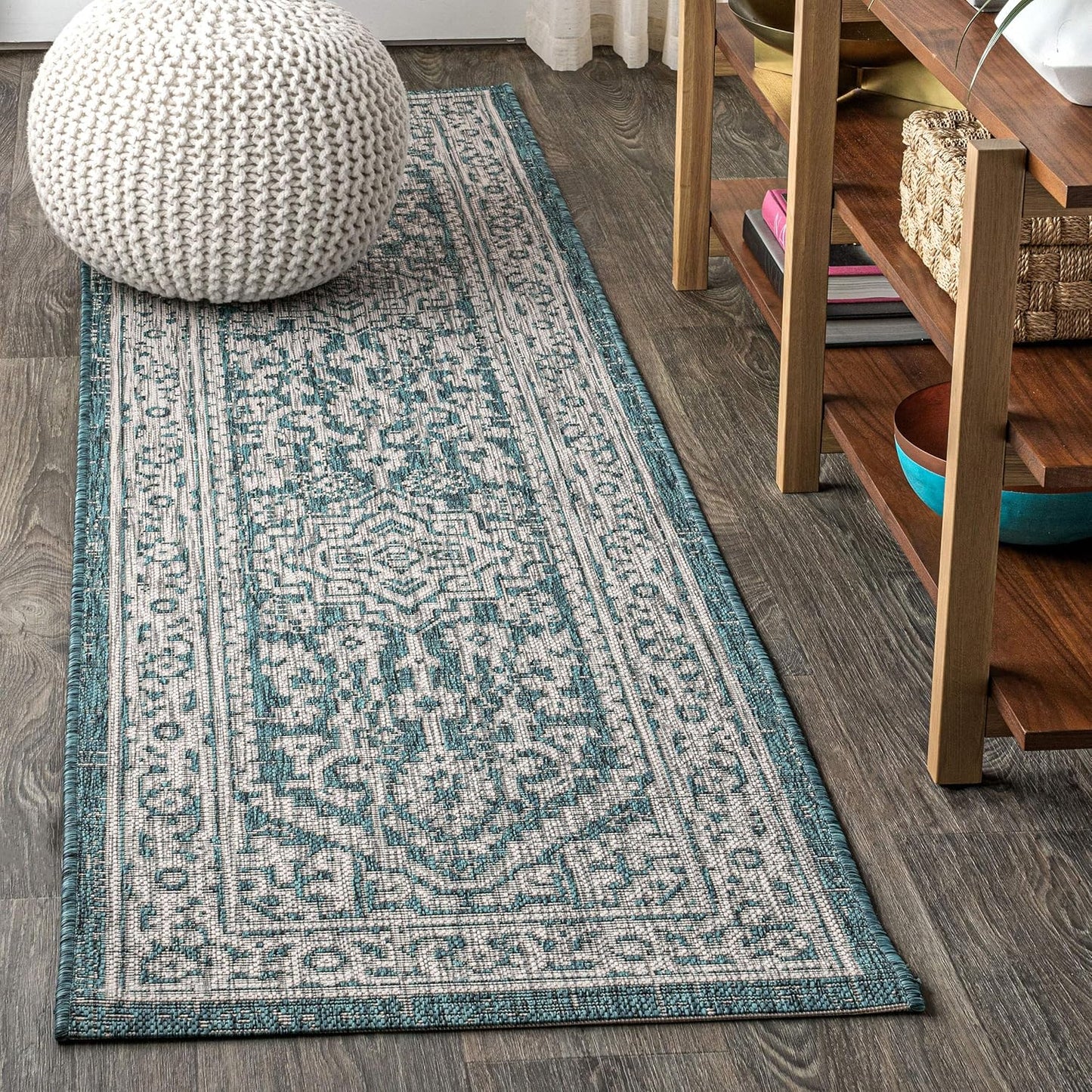 JONATHAN Y Medallion Weave Indoor Outdoor Runner Rug for Patios