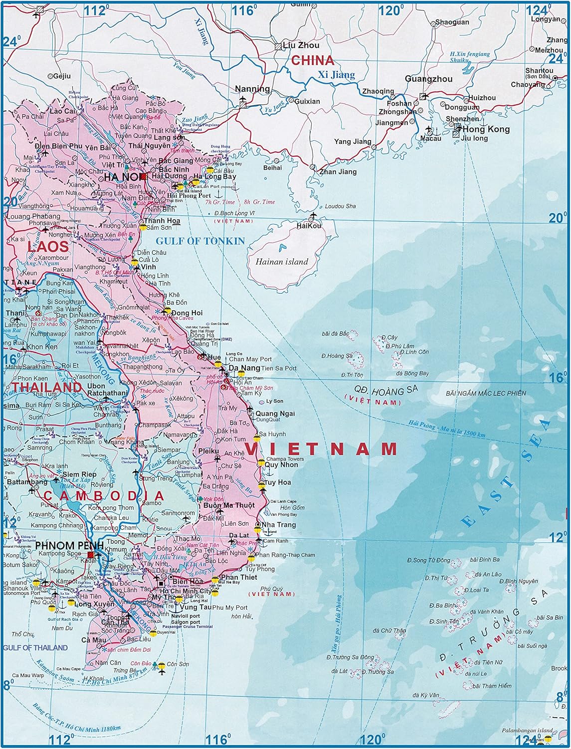 Large Vietnam & Laos Map Poster 24x31 - Detailed Lamination