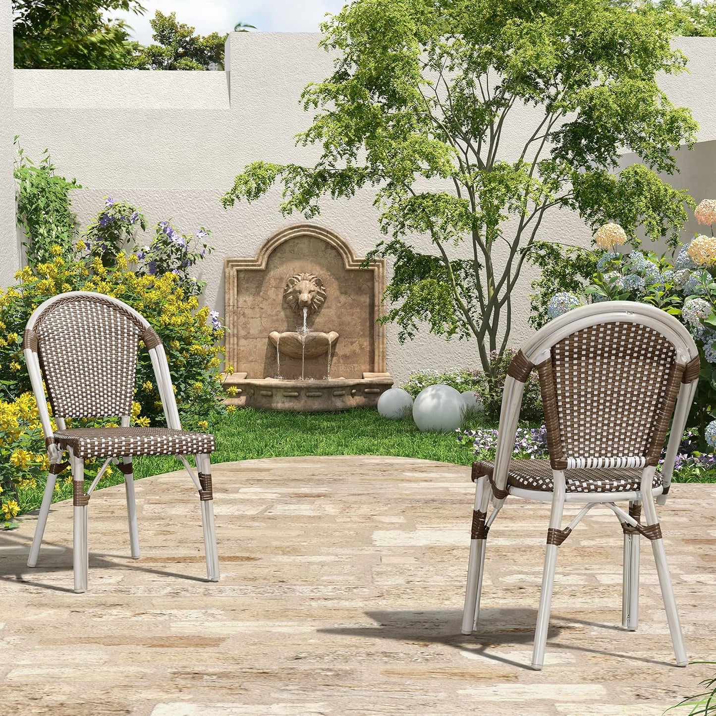 French Bistro Dining Chair Set of 2 for Outdoor Spaces