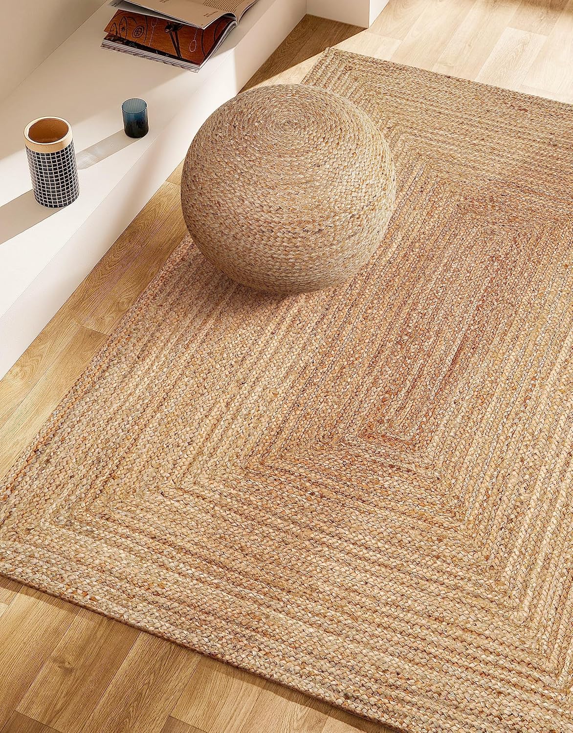 Natural Jute Rug 3x5 Ft Handwoven Braided Area Rug for Home