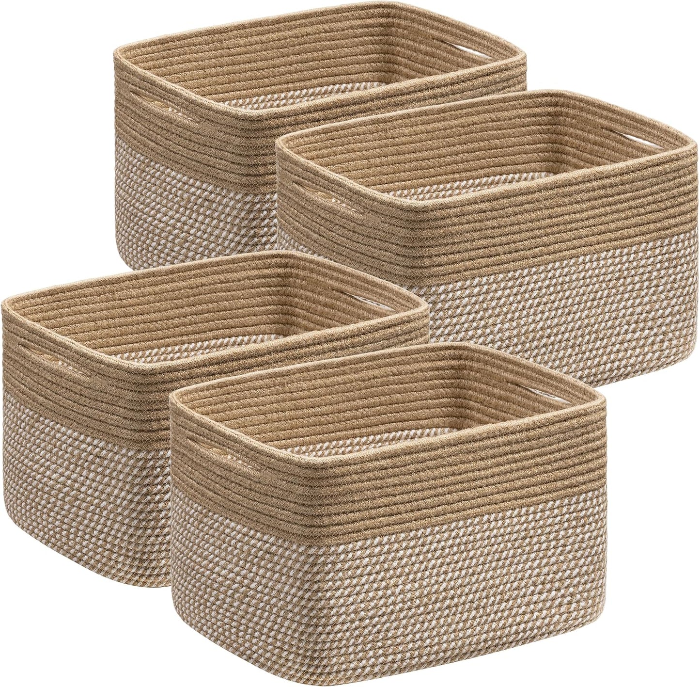 Woven Storage Baskets for Organizing Toys and Towels - 4 Pack