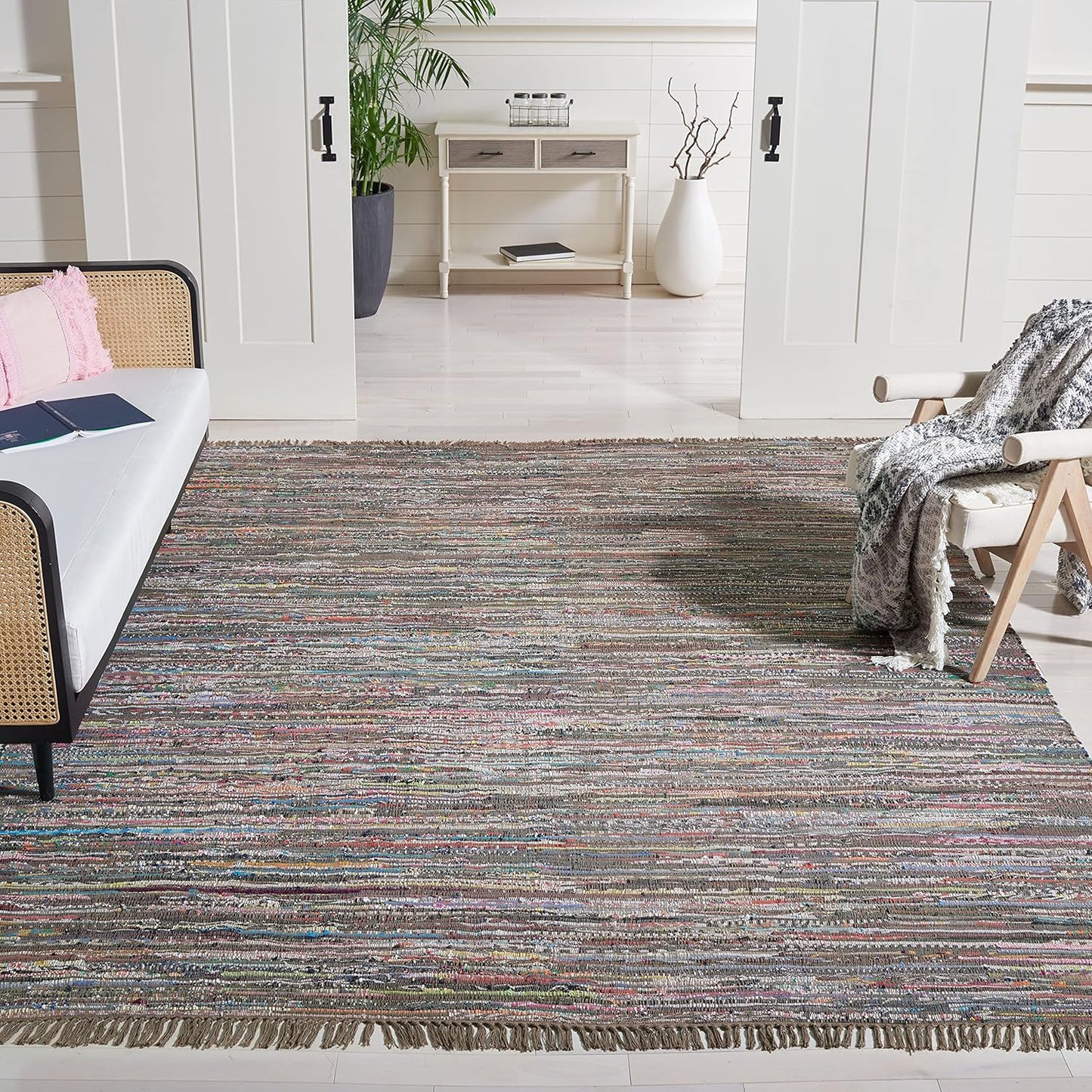 SAFAVIEH Rag Rug Collection Area Rug - Handmade Boho Stripe