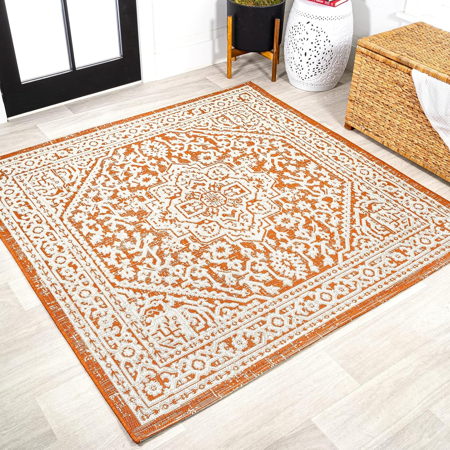 JONATHAN Y Medallion Weave Indoor Outdoor Square Area Rug Review