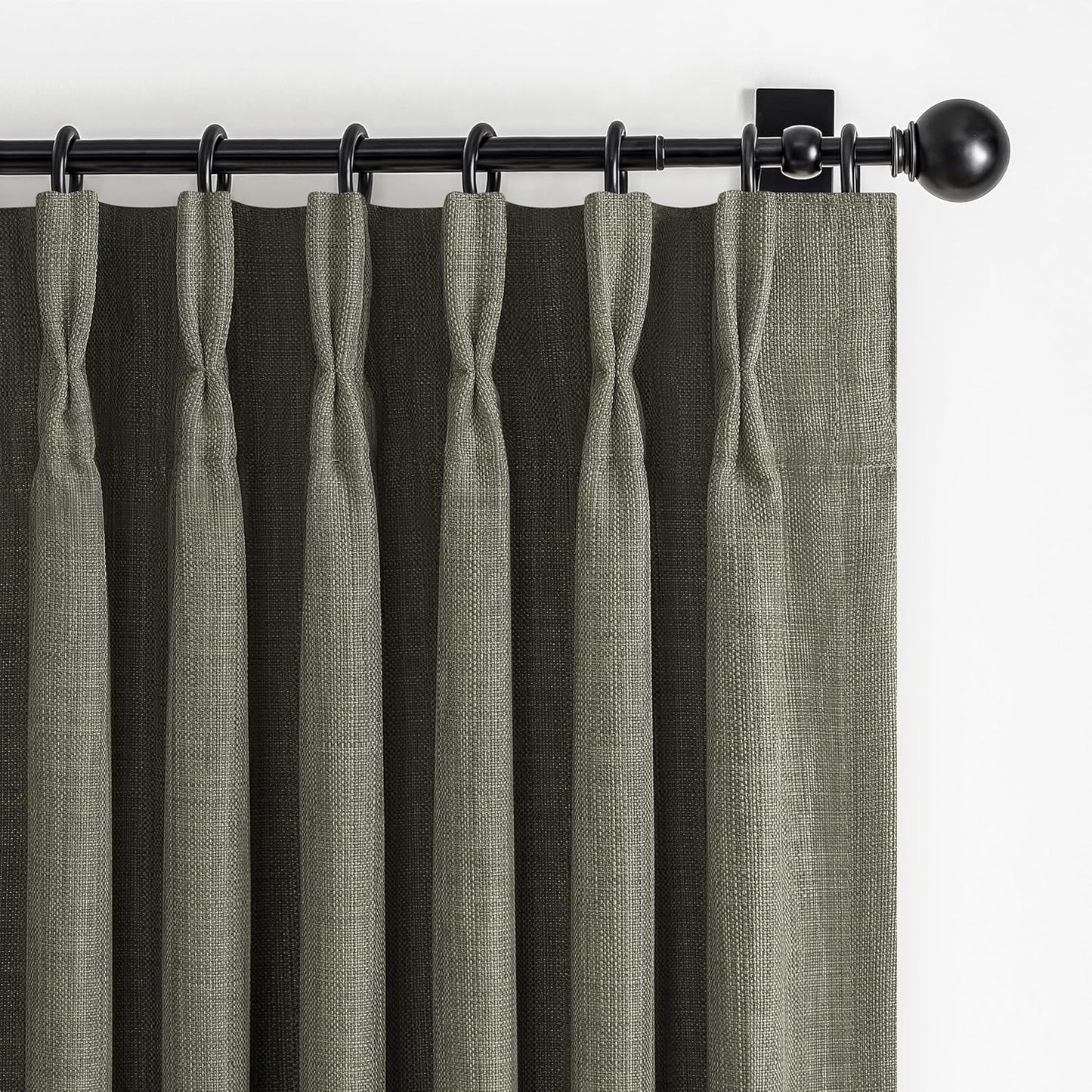 Memory Trained Pinch Pleated Blackout Linen Blend Curtains