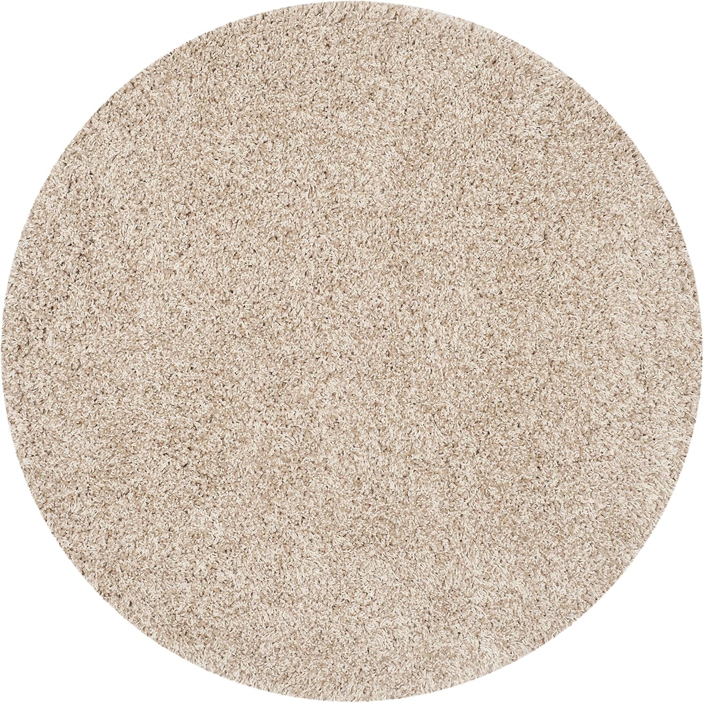 Premium Shag Area Rug 4ft Round Beige for Cozy Living Spaces