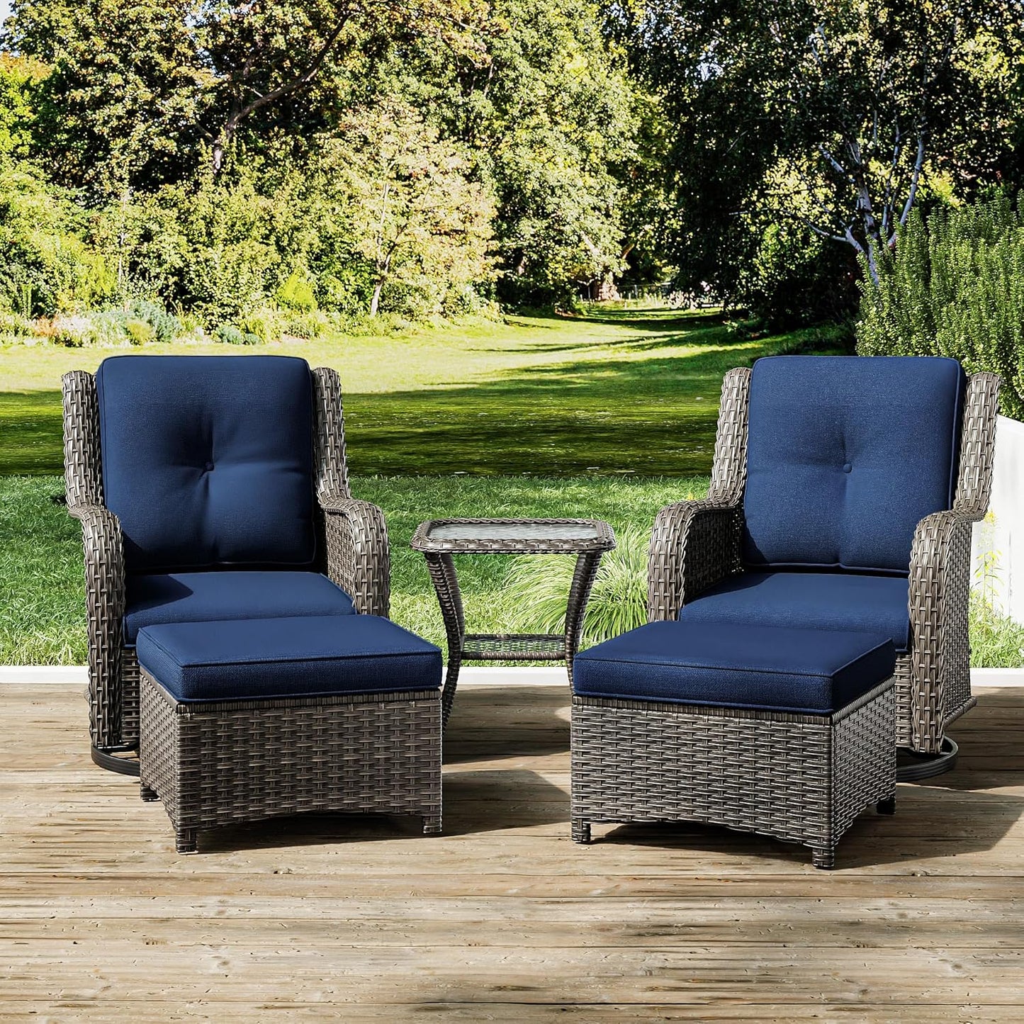 Joyside 5 Piece Outdoor Patio Furniture Set with Swivel Rockers