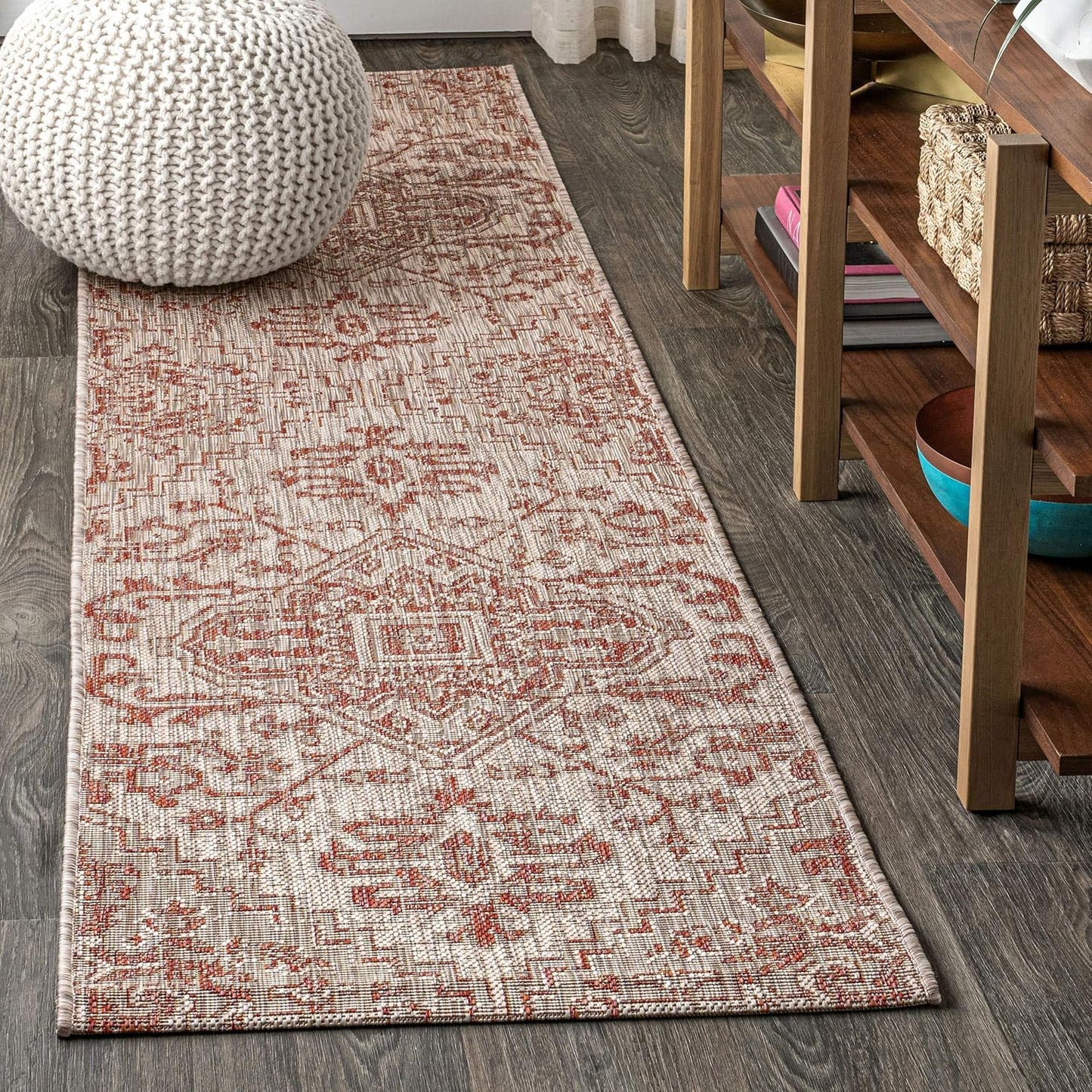 Boho Medallion Indoor Outdoor Runner Rug 2X8 Red/Taupe Review