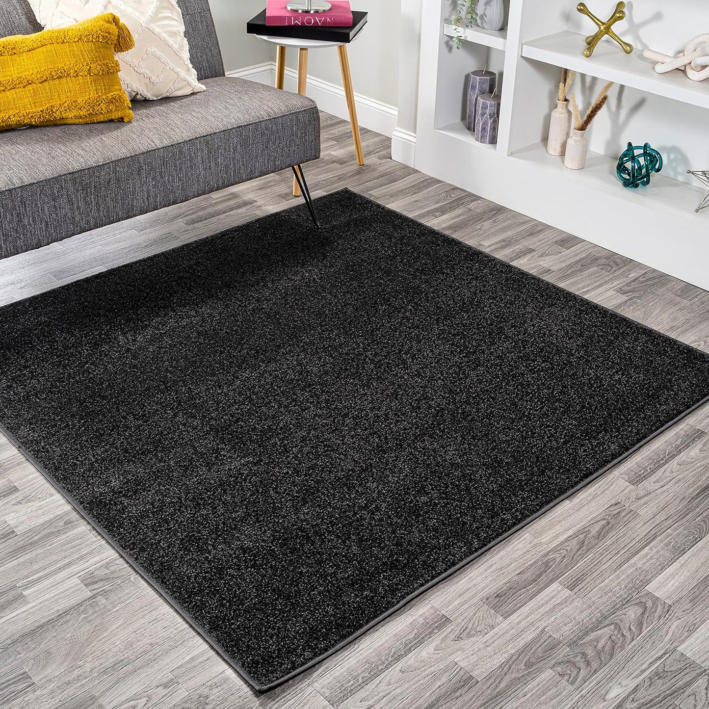 Haze Solid Low-Pile Black 9x9 Square Indoor Area Rug Review