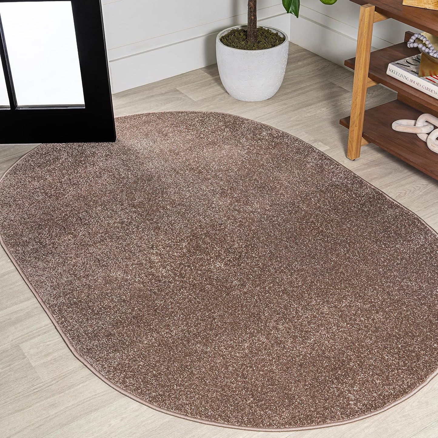 Haze Solid Low-Pile Brown 6x9 Oval Indoor Area Rug Review