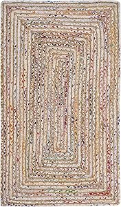 Handmade Boho Braided Jute & Cotton Accent Rug for Home