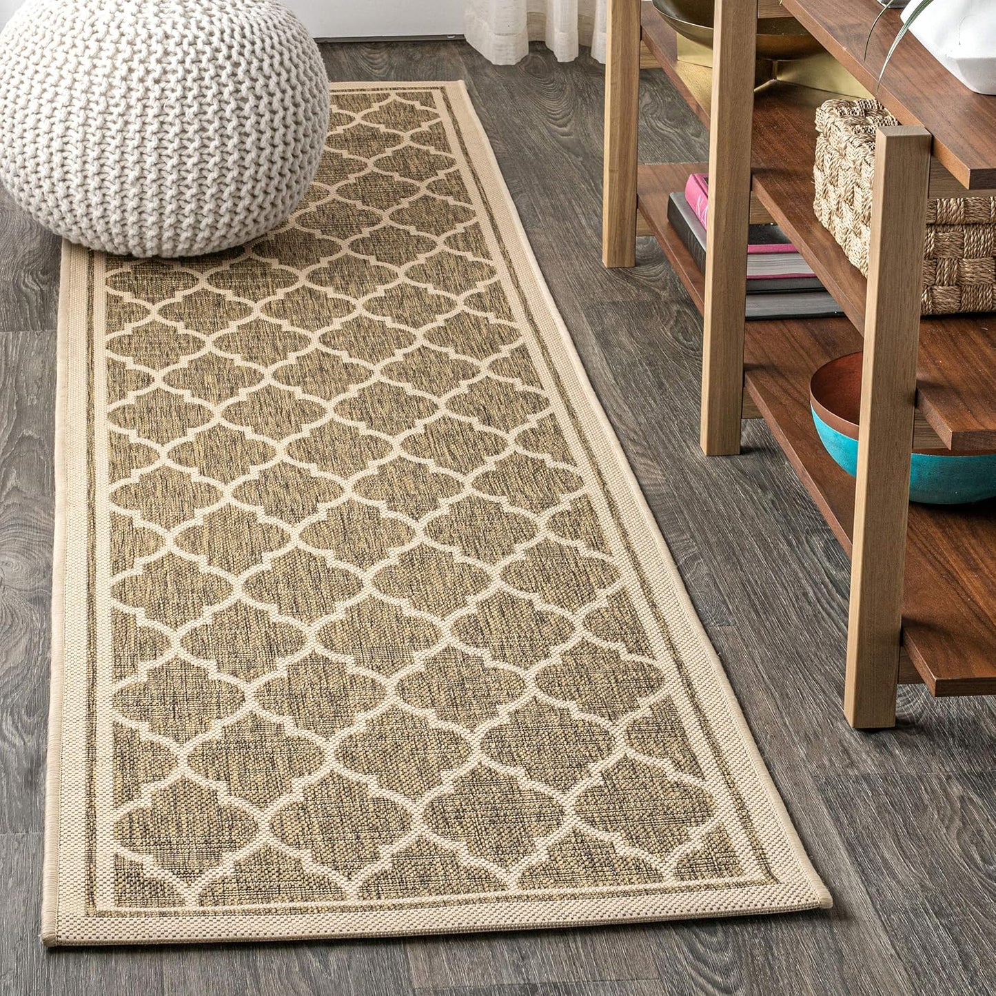 Moroccan Trellis Indoor Outdoor Runner Rug for High Traffic Areas