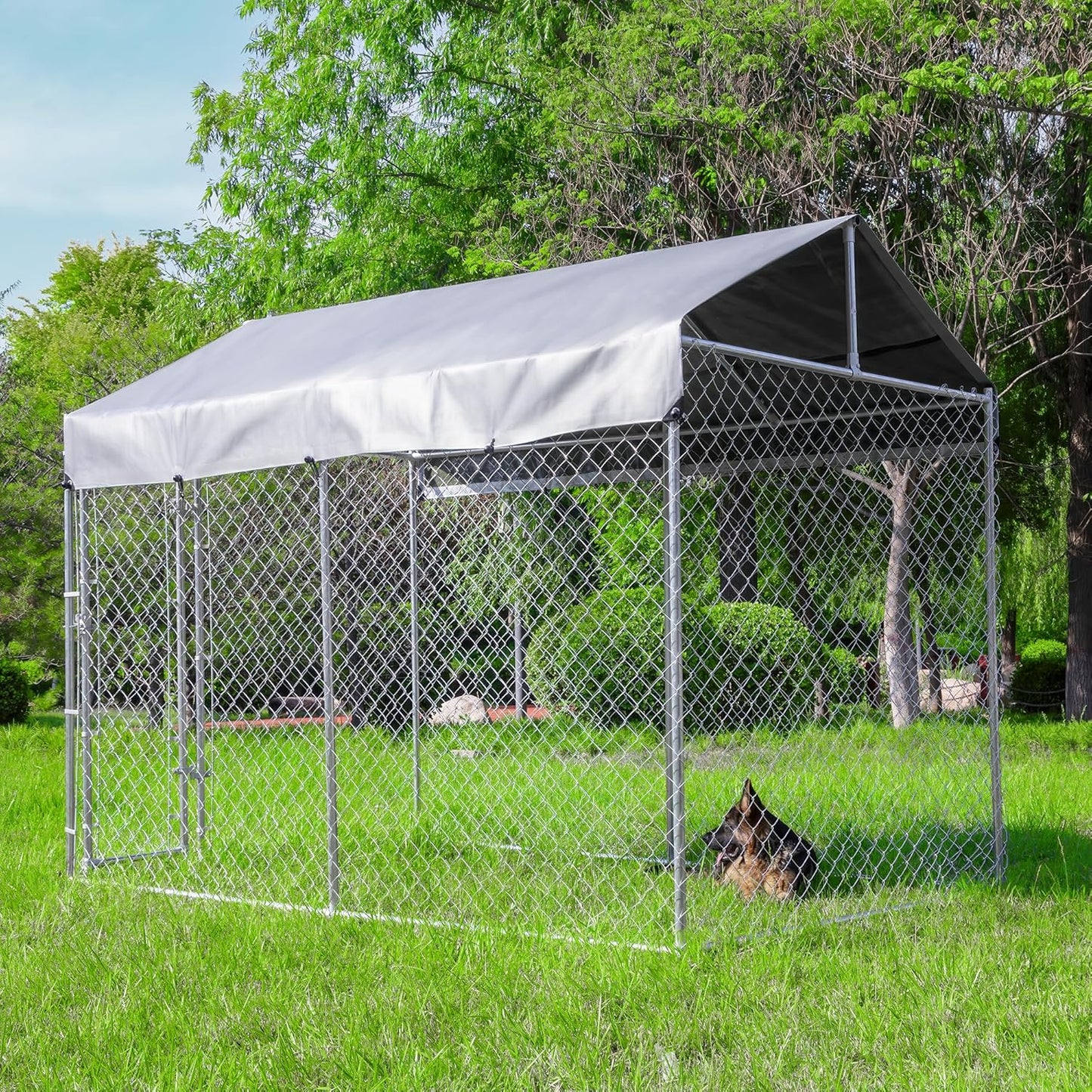 Extra Large Outdoor Dog Kennel with Roof for Secure Play