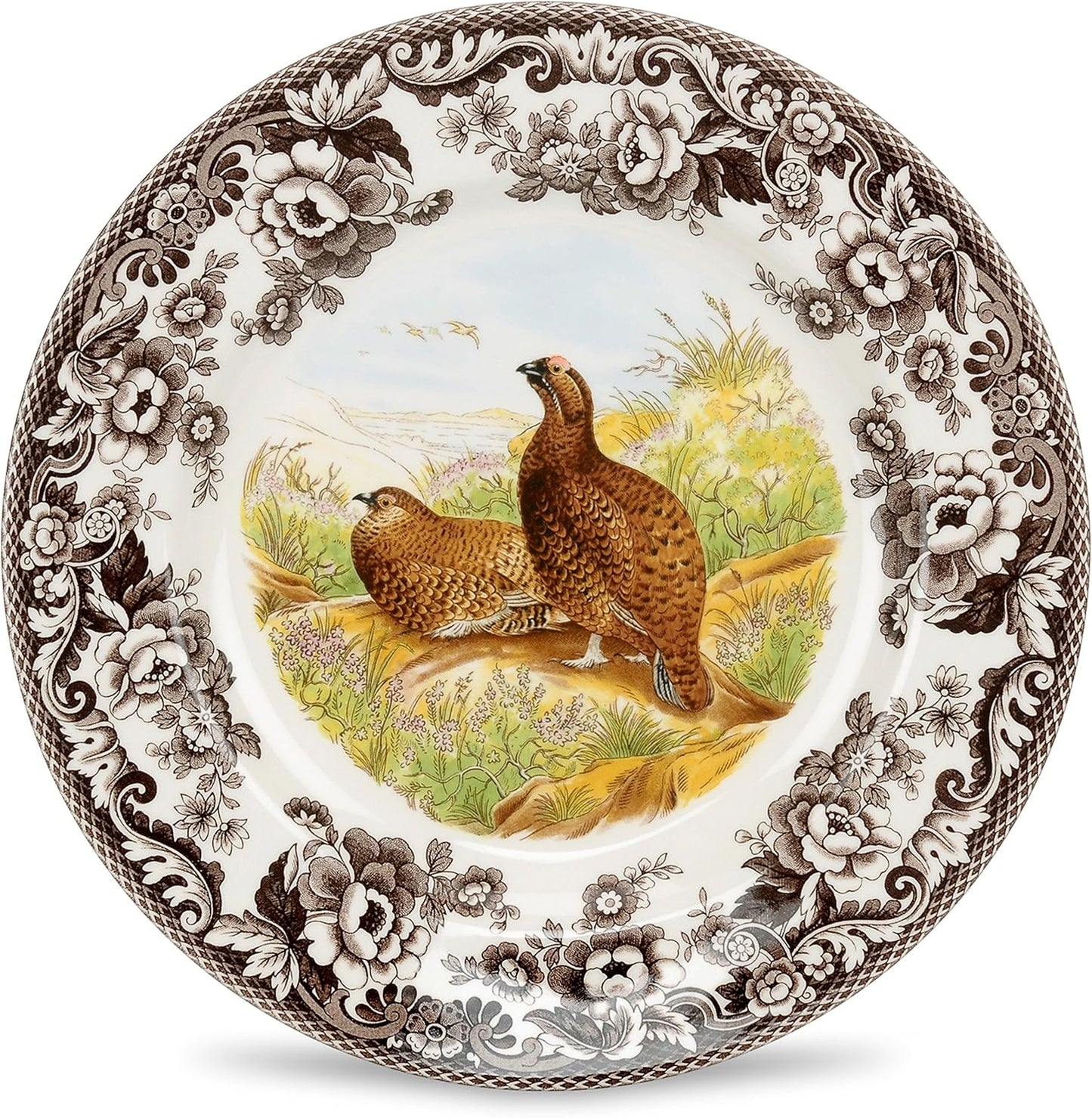 Spode Woodland Red Grouse Dinner Plate - Rustic Game Design