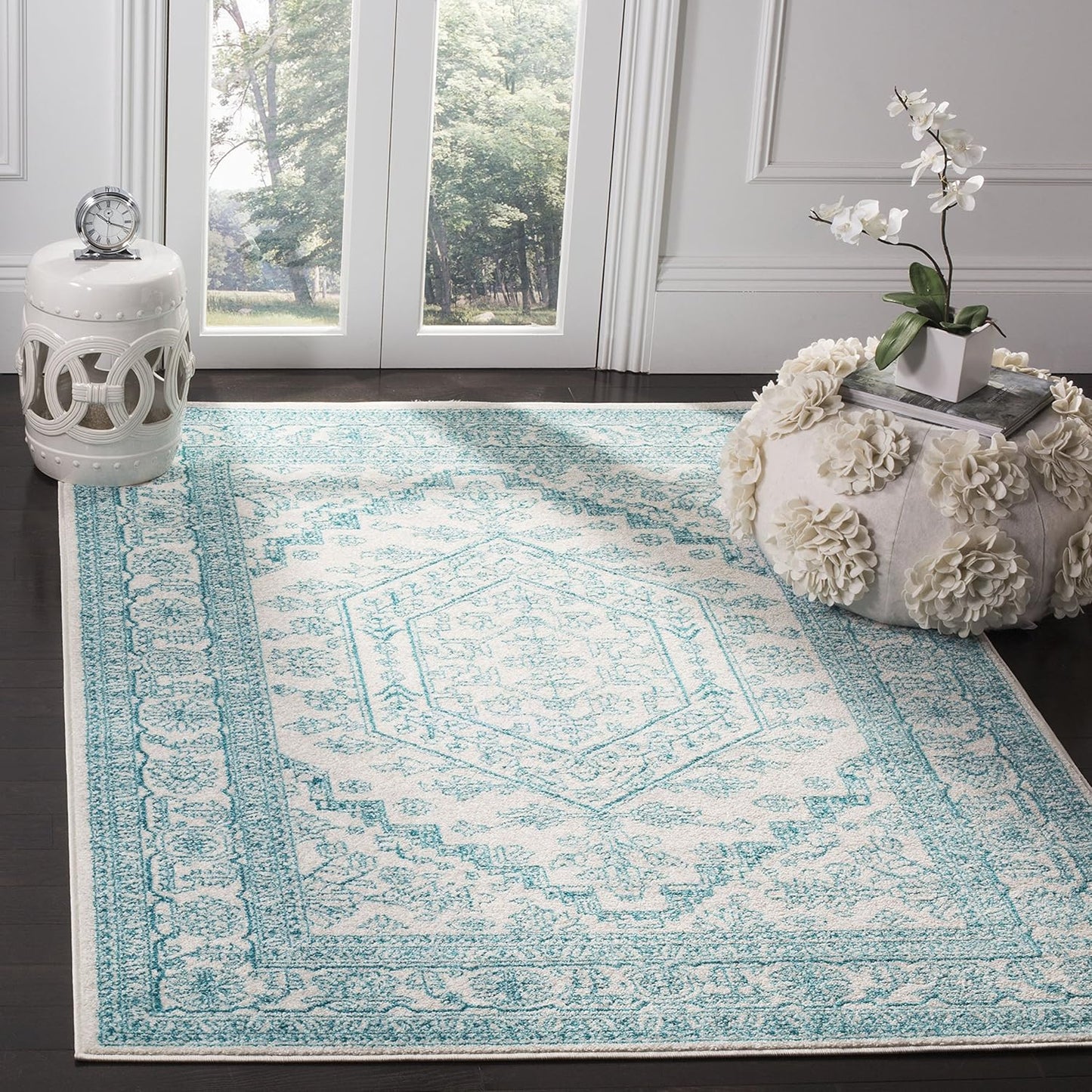 SAFAVIEH Adirondack Area Rug - Stylish 6ft x 9ft Ivory & Teal