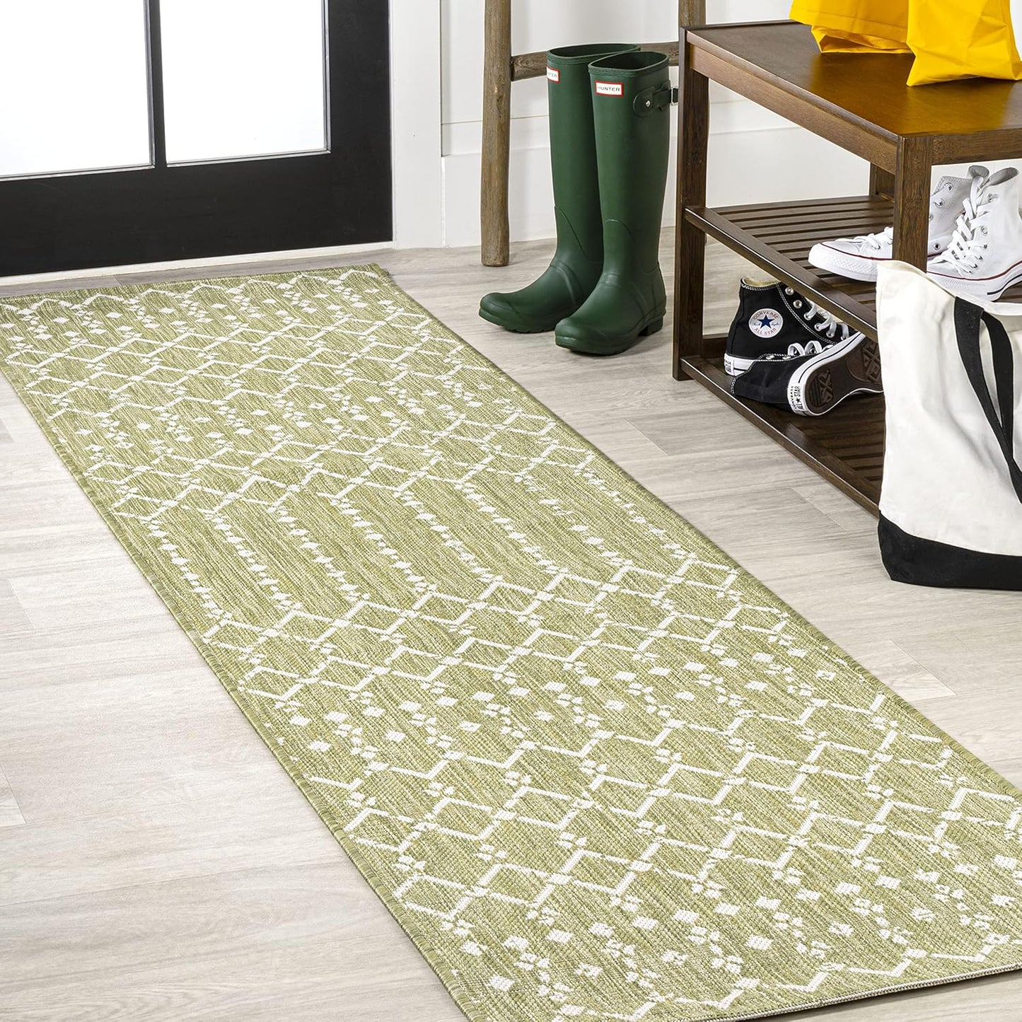JONATHAN Y Moroccan Geometric Indoor Outdoor Runner Rug 2X8