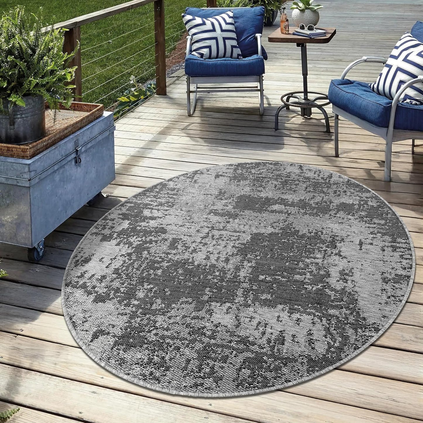 Keen Home Design Terrace Outdoor Round Rug - 5ft Washable Rug