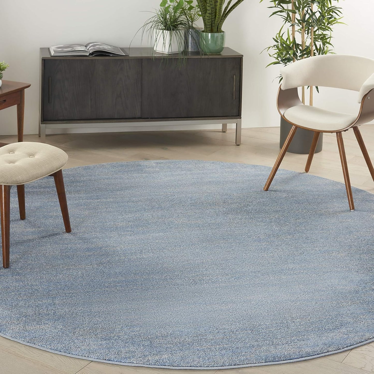 Nourison Essentials Indoor/Outdoor Blue/Grey Round Area Rug