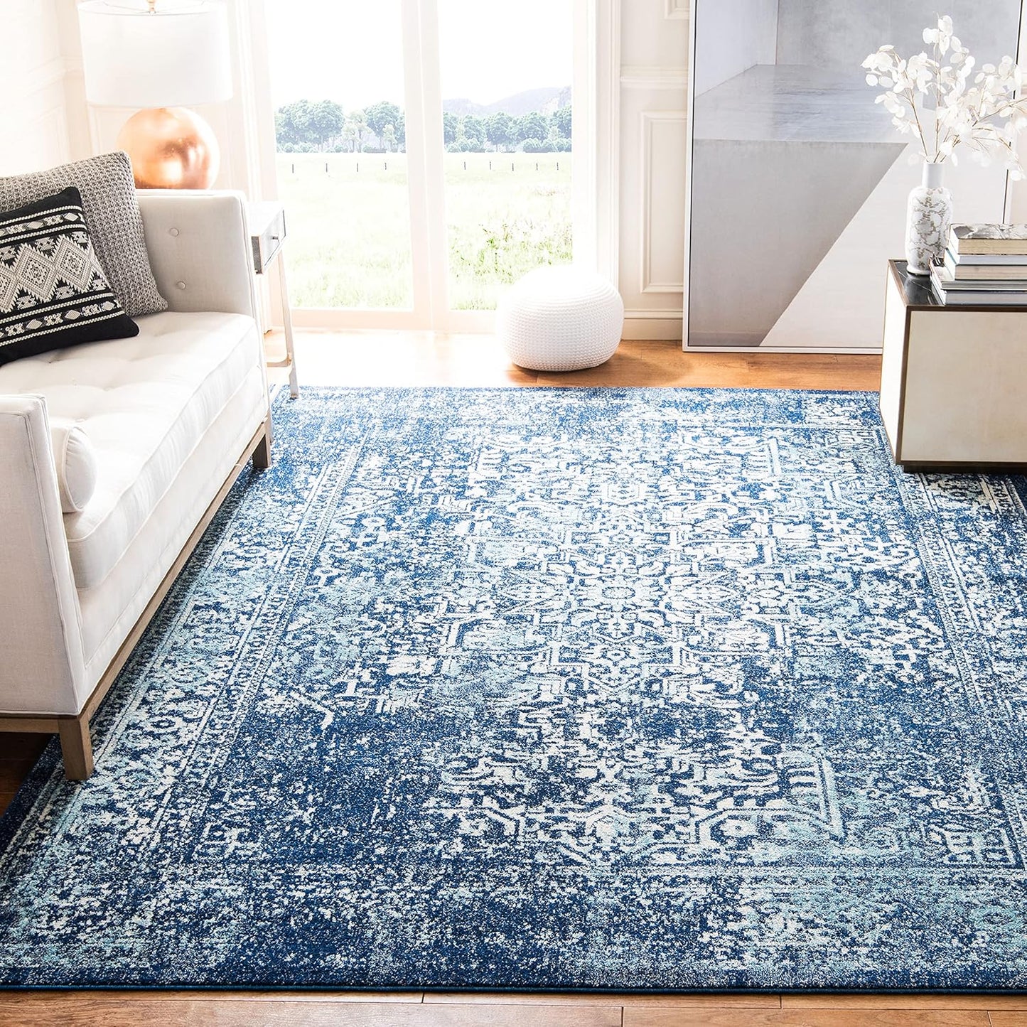 SAFAVIEH Evoke Collection 11ft x 15ft Navy/Ivory Area Rug Review